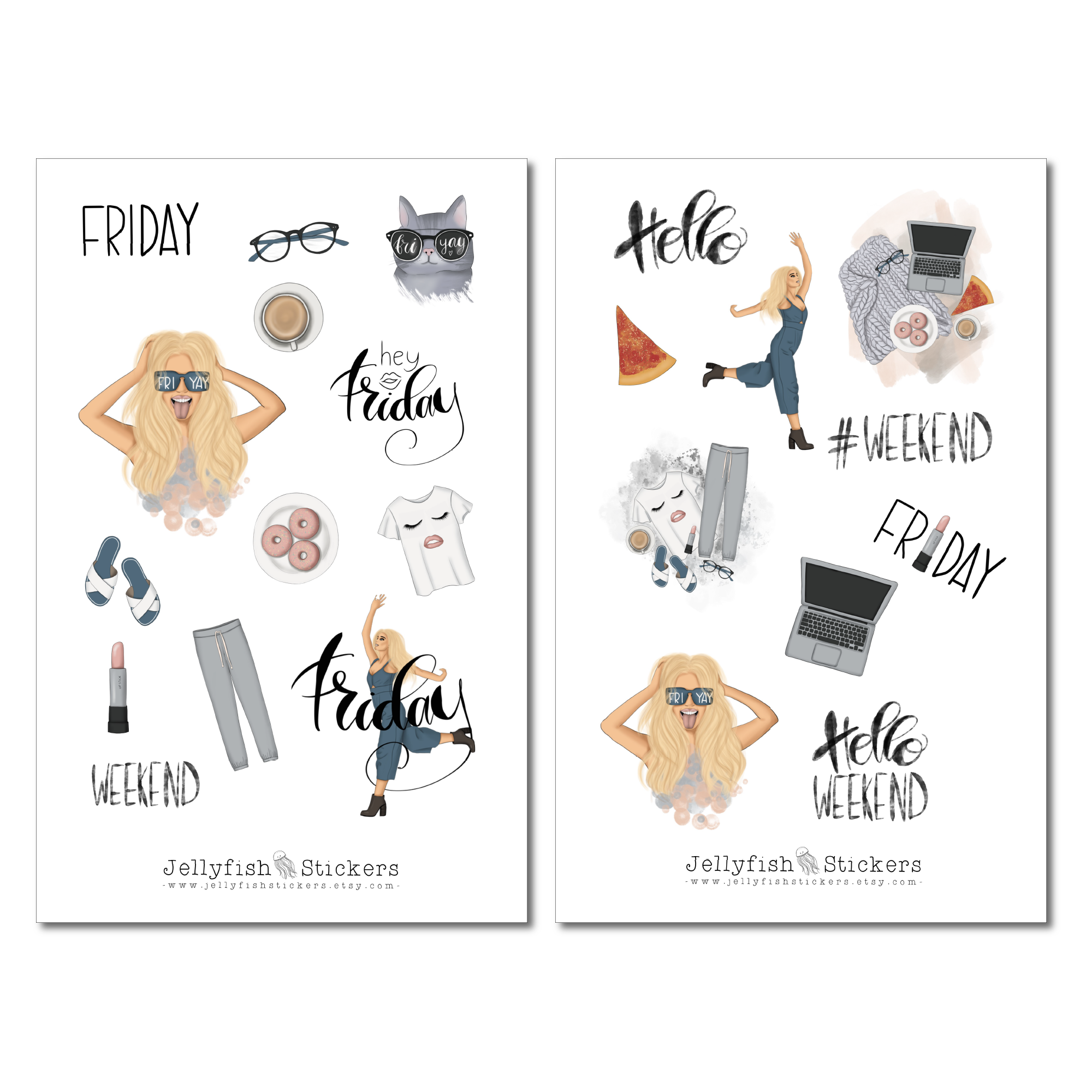 Mädchen Wochenende Sticker Set