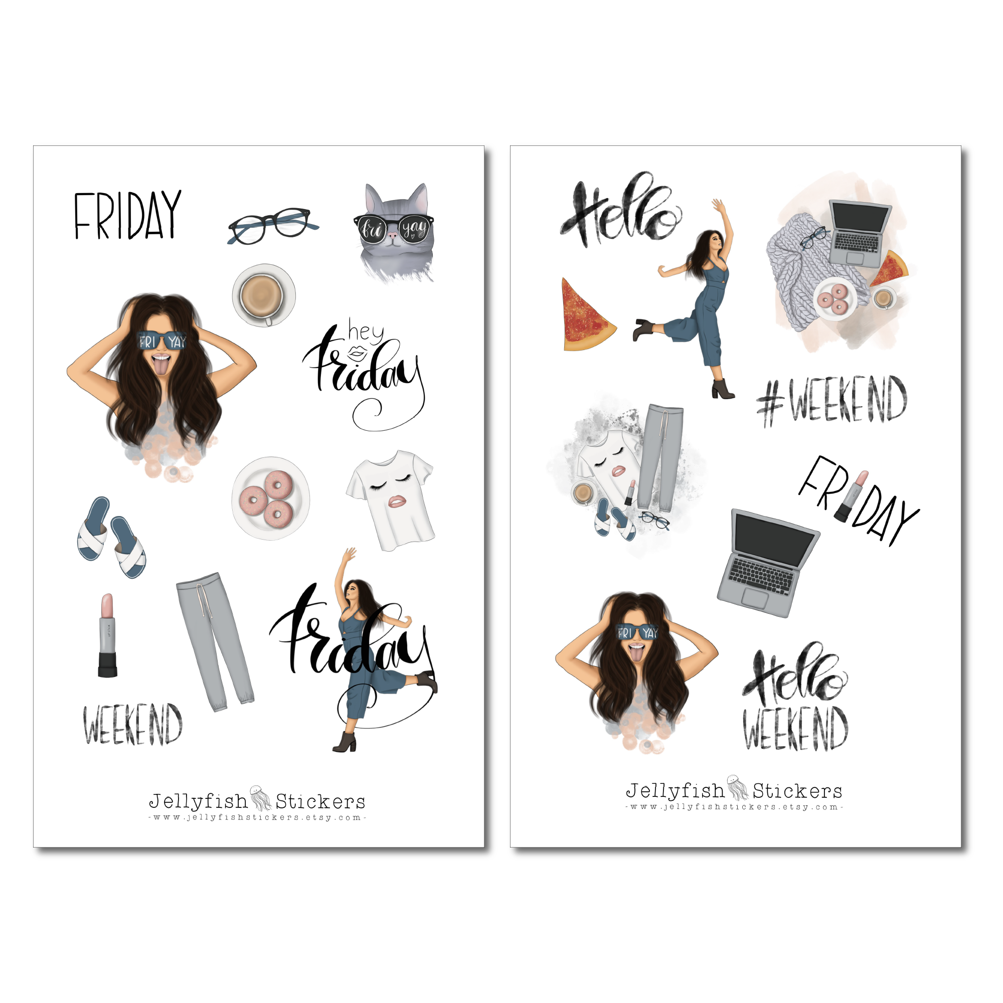 Mädchen Wochenende Sticker Set