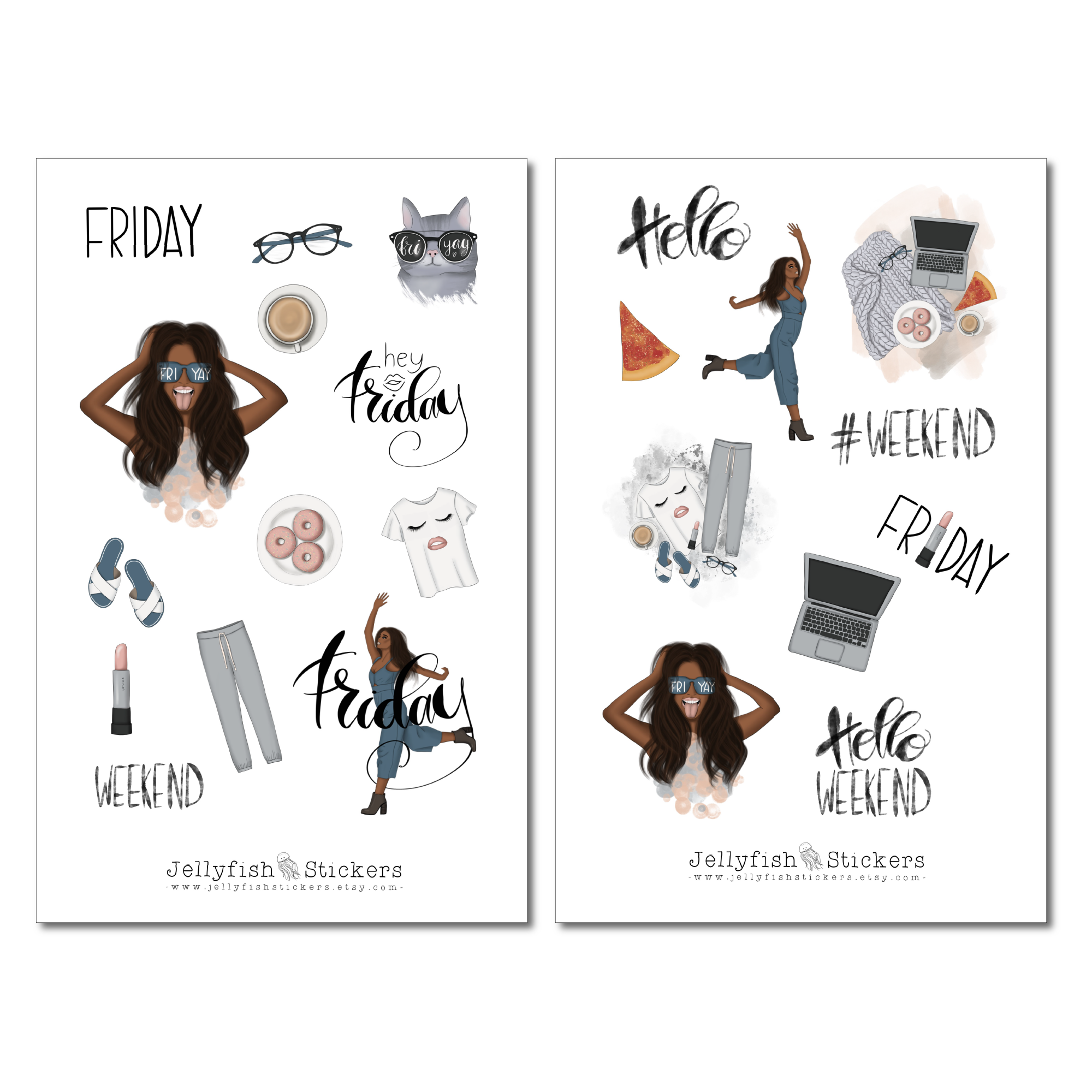 Mädchen Wochenende Sticker Set