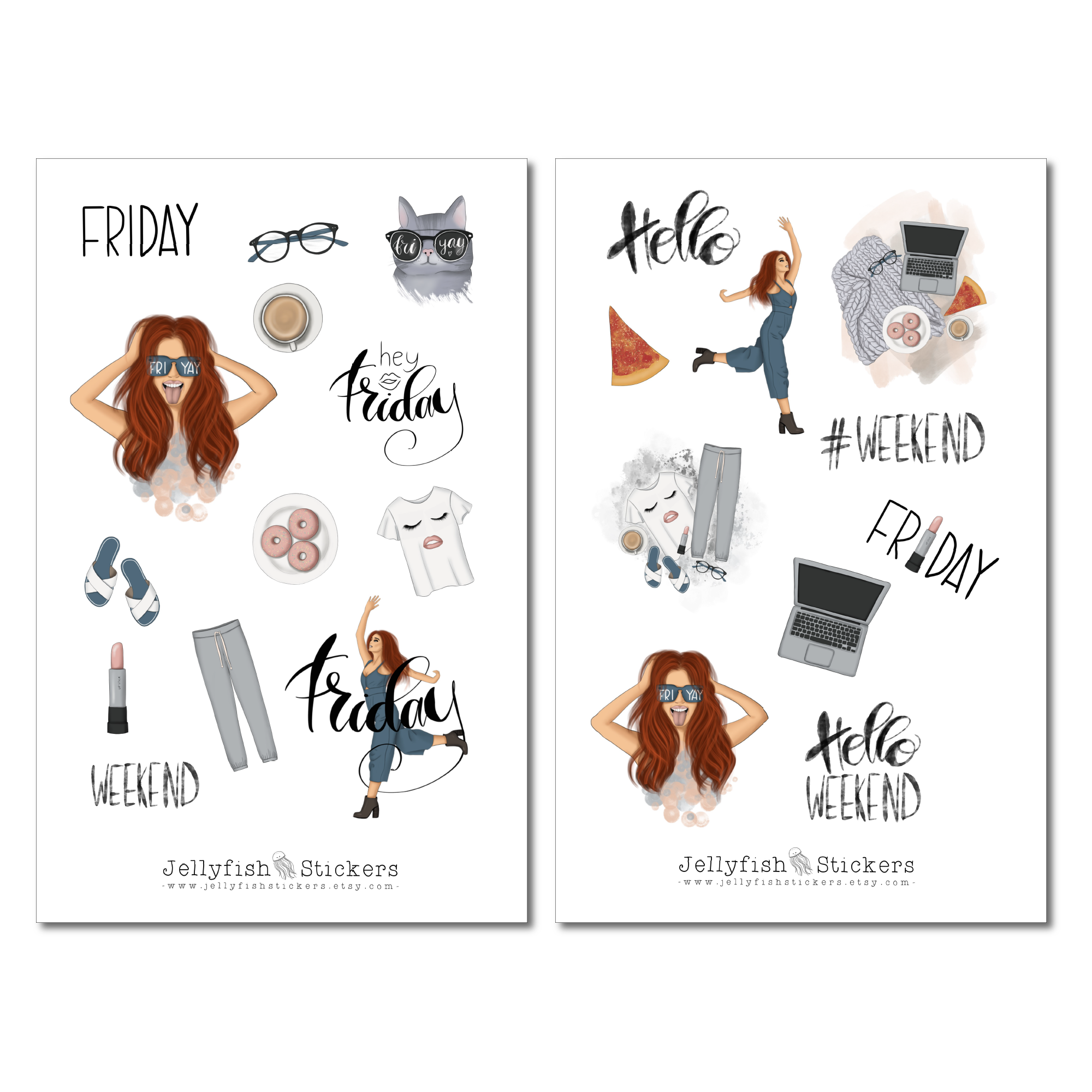 Mädchen Wochenende Sticker Set