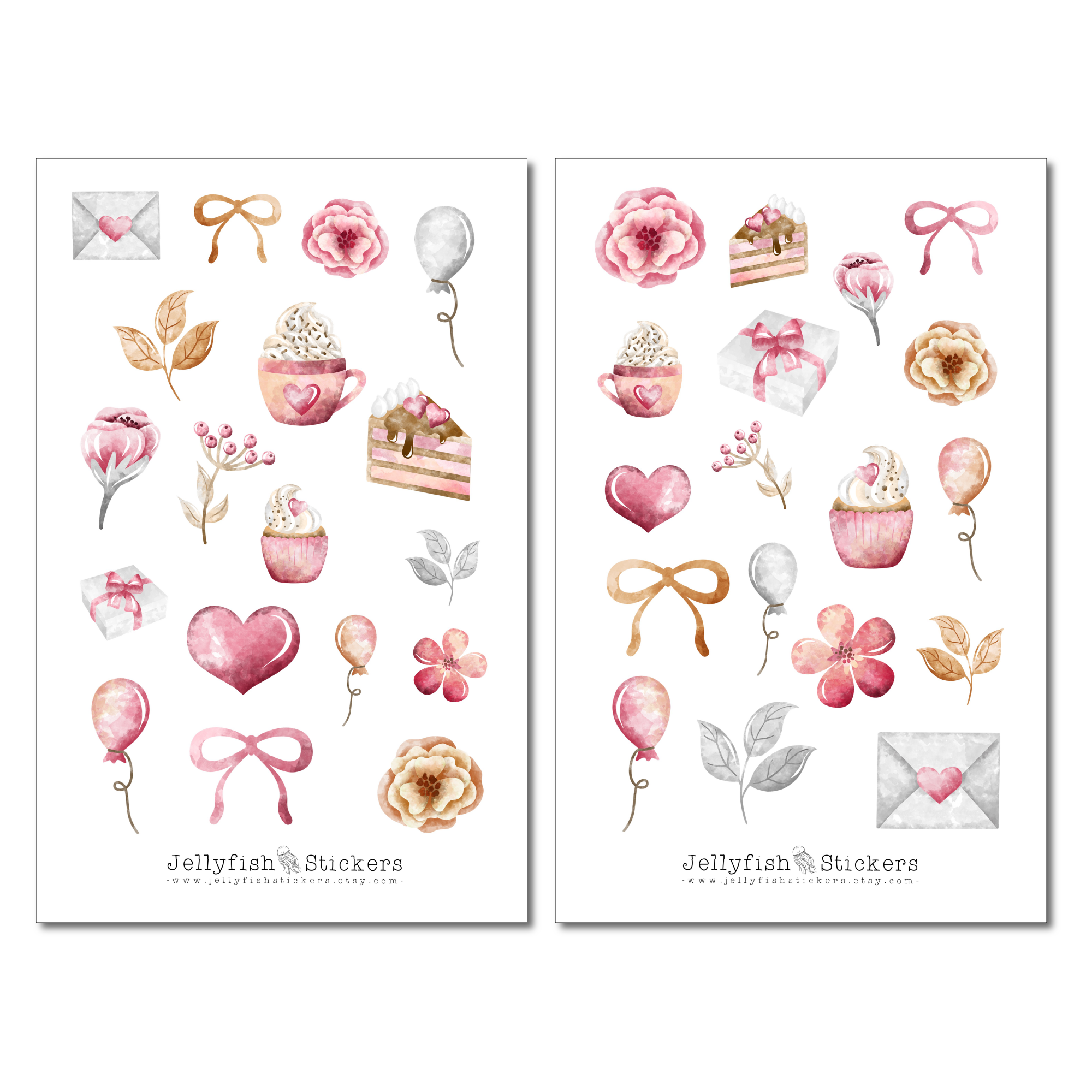 Watercolor Café Sticker Set