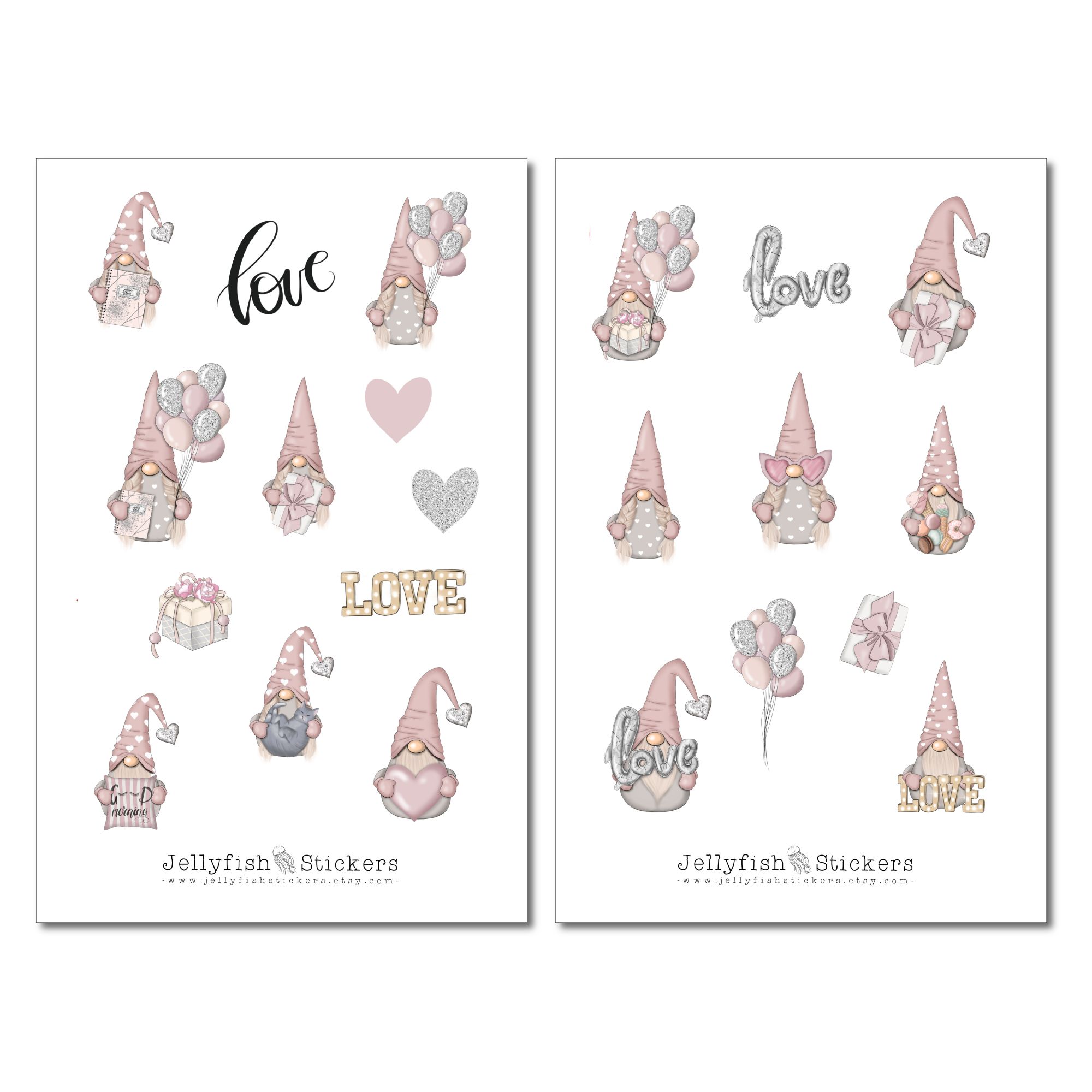 Gnome Valentinstag Sticker Set