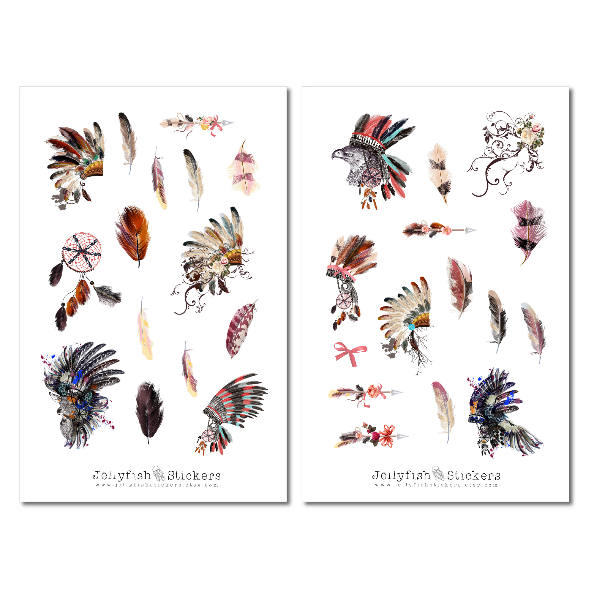Boho Federn Sticker Set