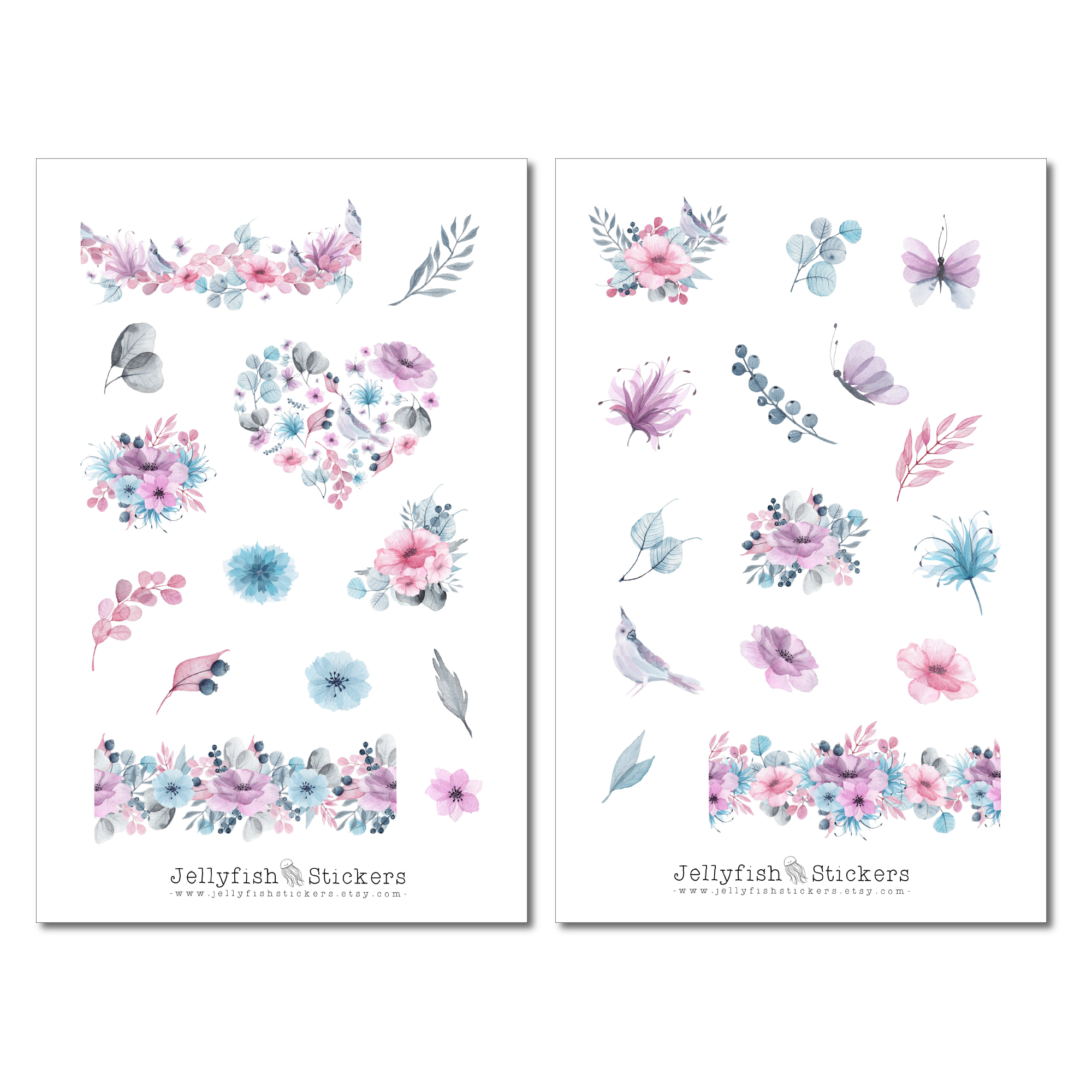 Lila Blumen Sticker Set