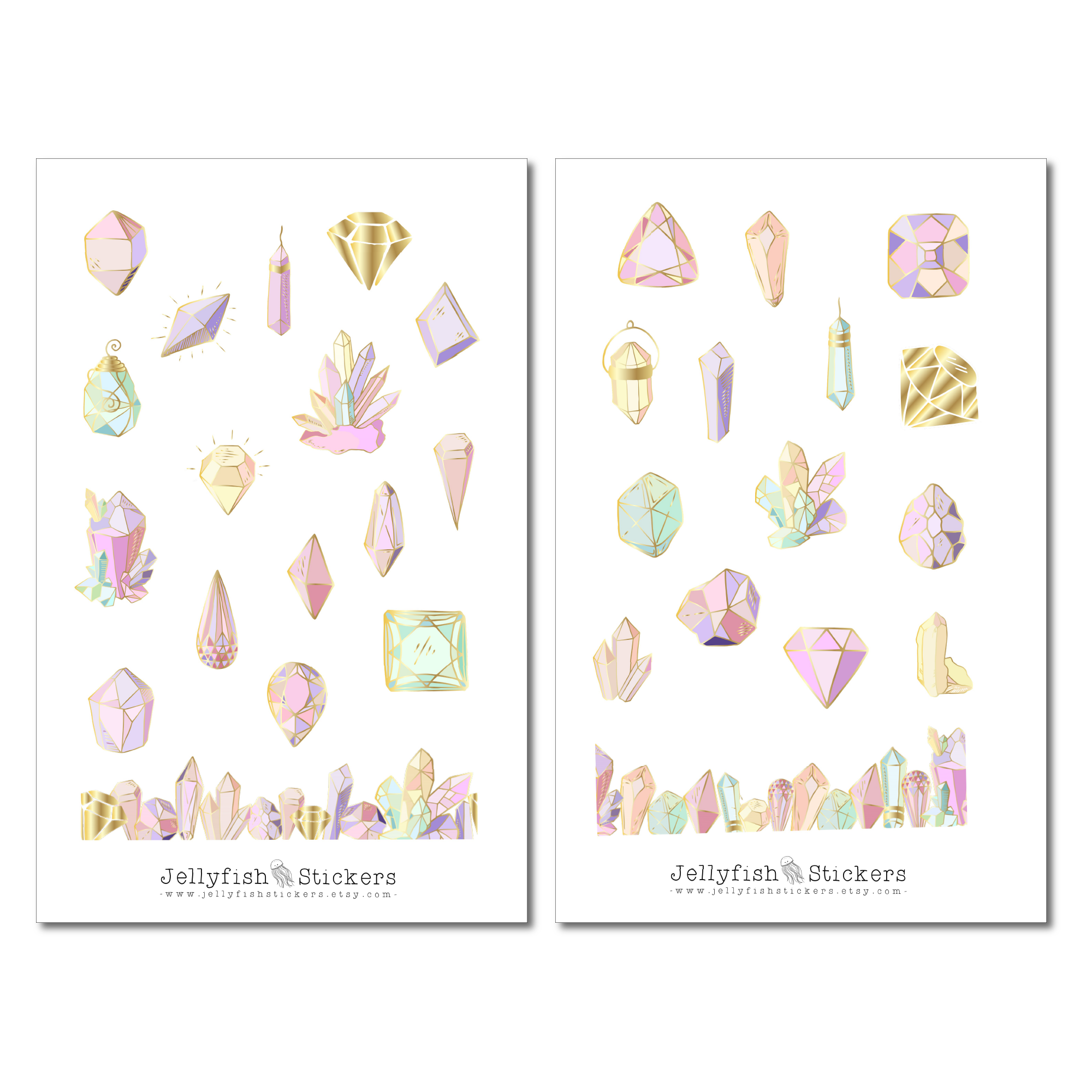 Pastell Kristalle Sticker Set