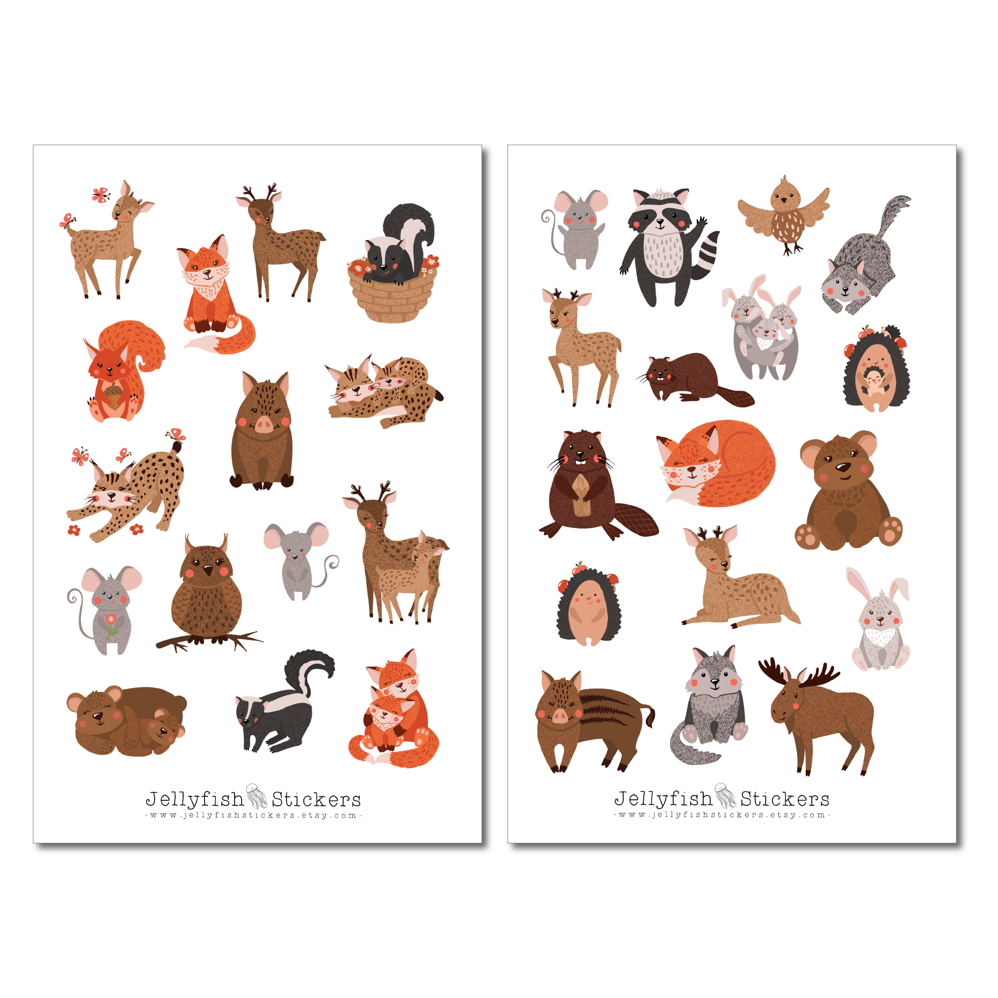 Niedliche Waldtiere Sticker Set