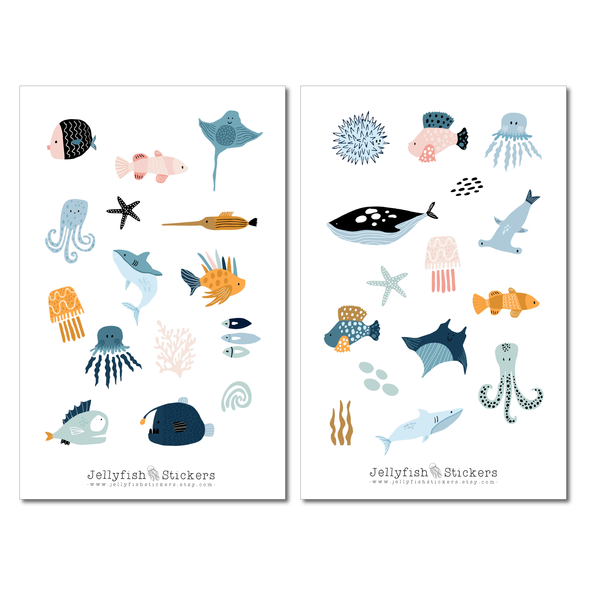 Fishes Pastel Sticker Set
