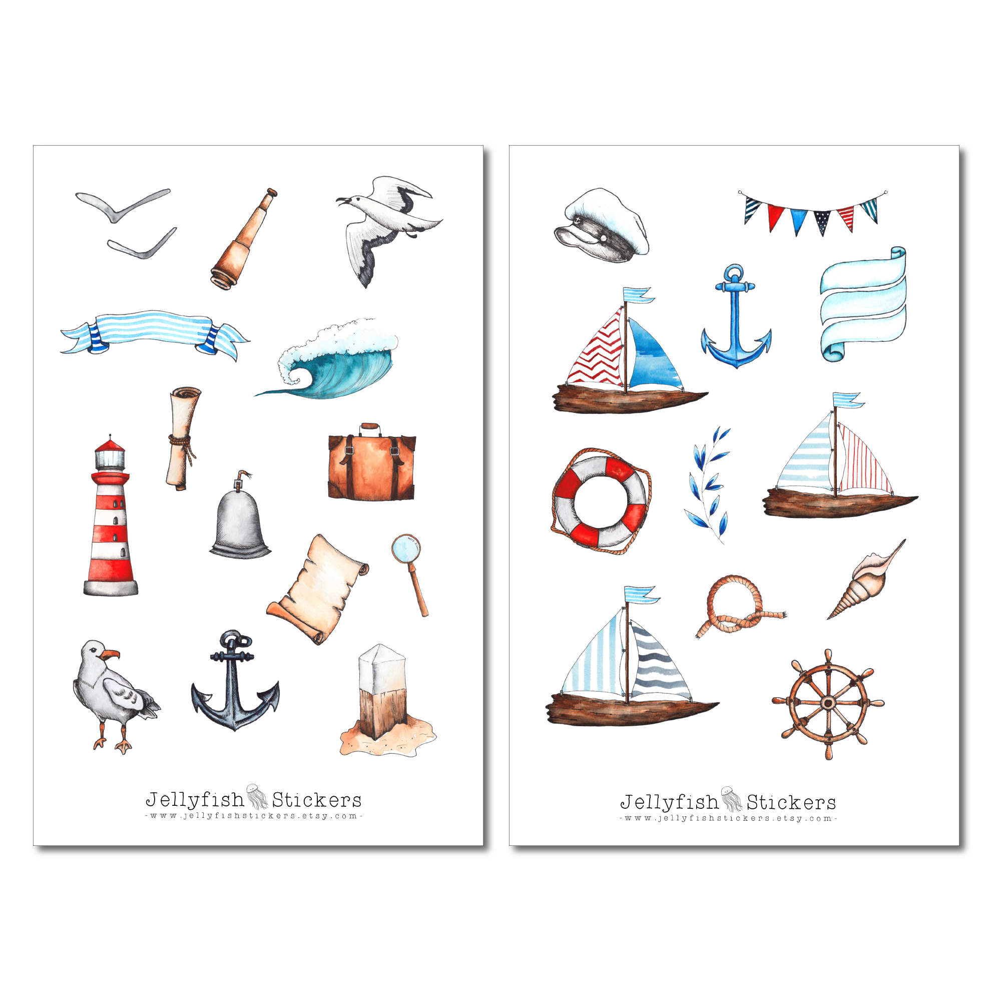 Maritime Seagulls Sticker Set