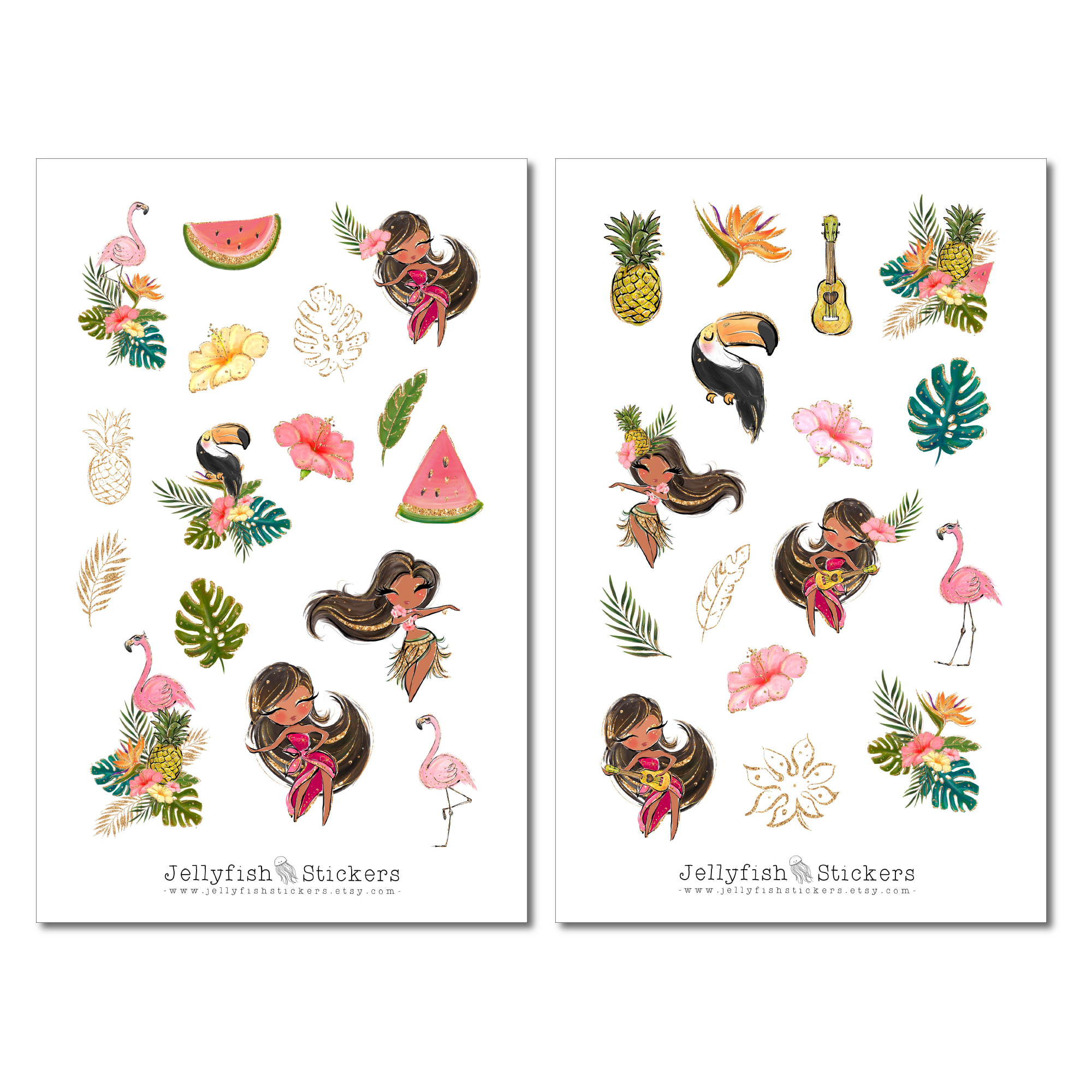 Tropische Mädchen Sticker Set