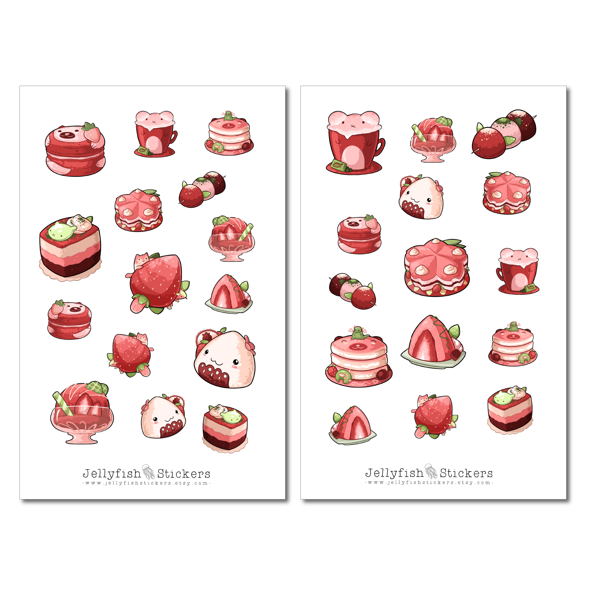 Erdbeer Desserts Sticker Set