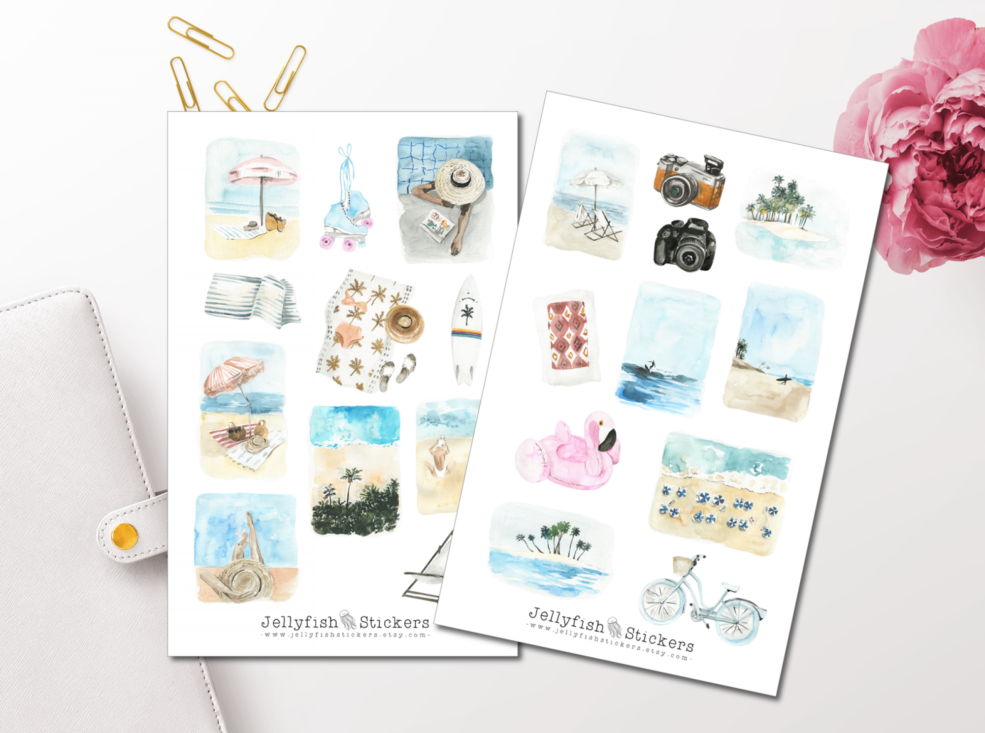 Gril Strand Sticker Jellyfish Stickers - Sommer Strand Sticker Set