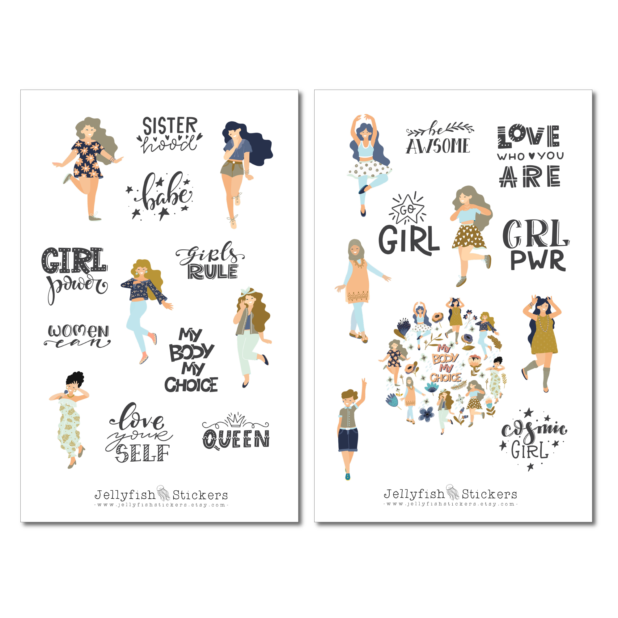 Girl Power, Self Love Sticker Set