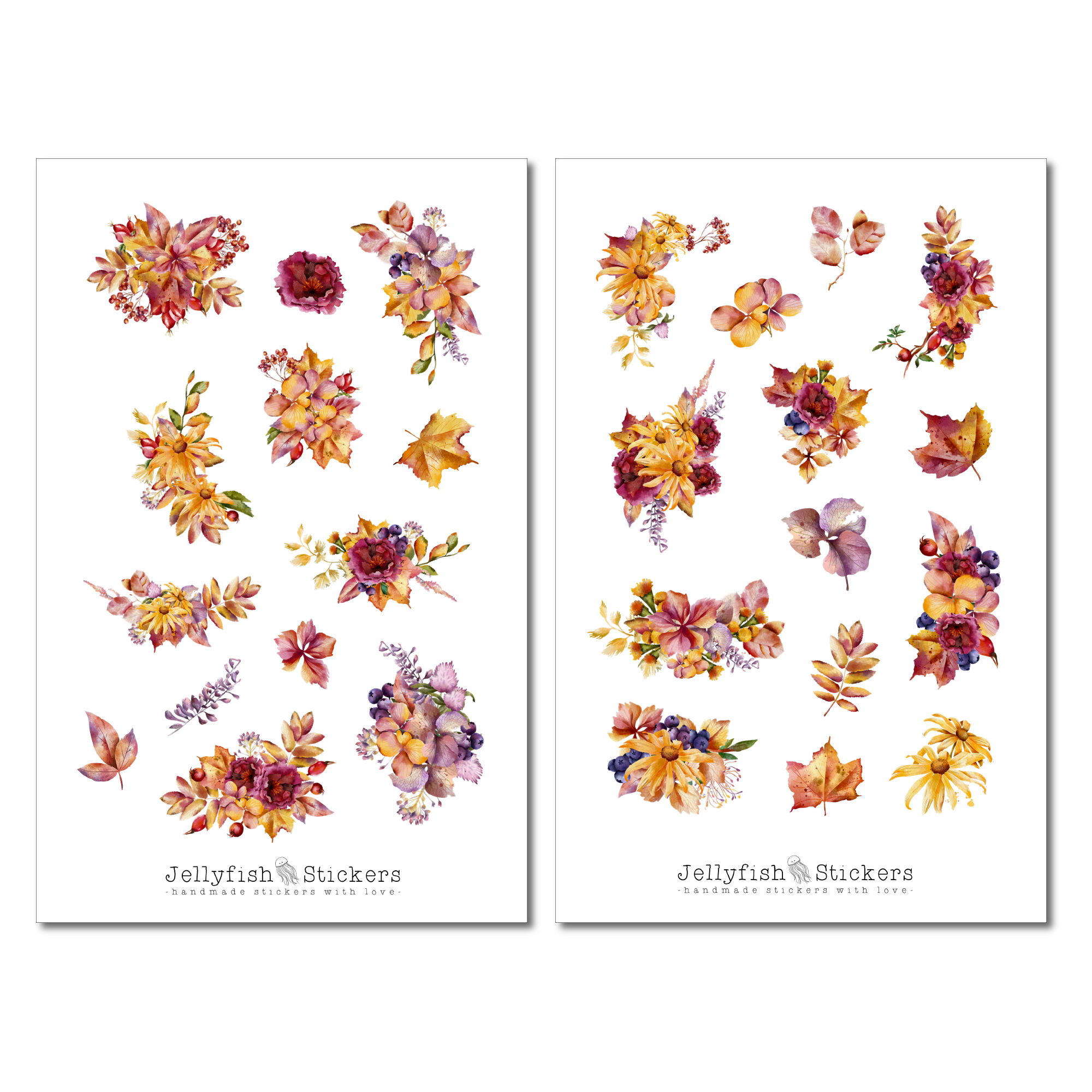 Autumn Leaves Flowers Sticker Set