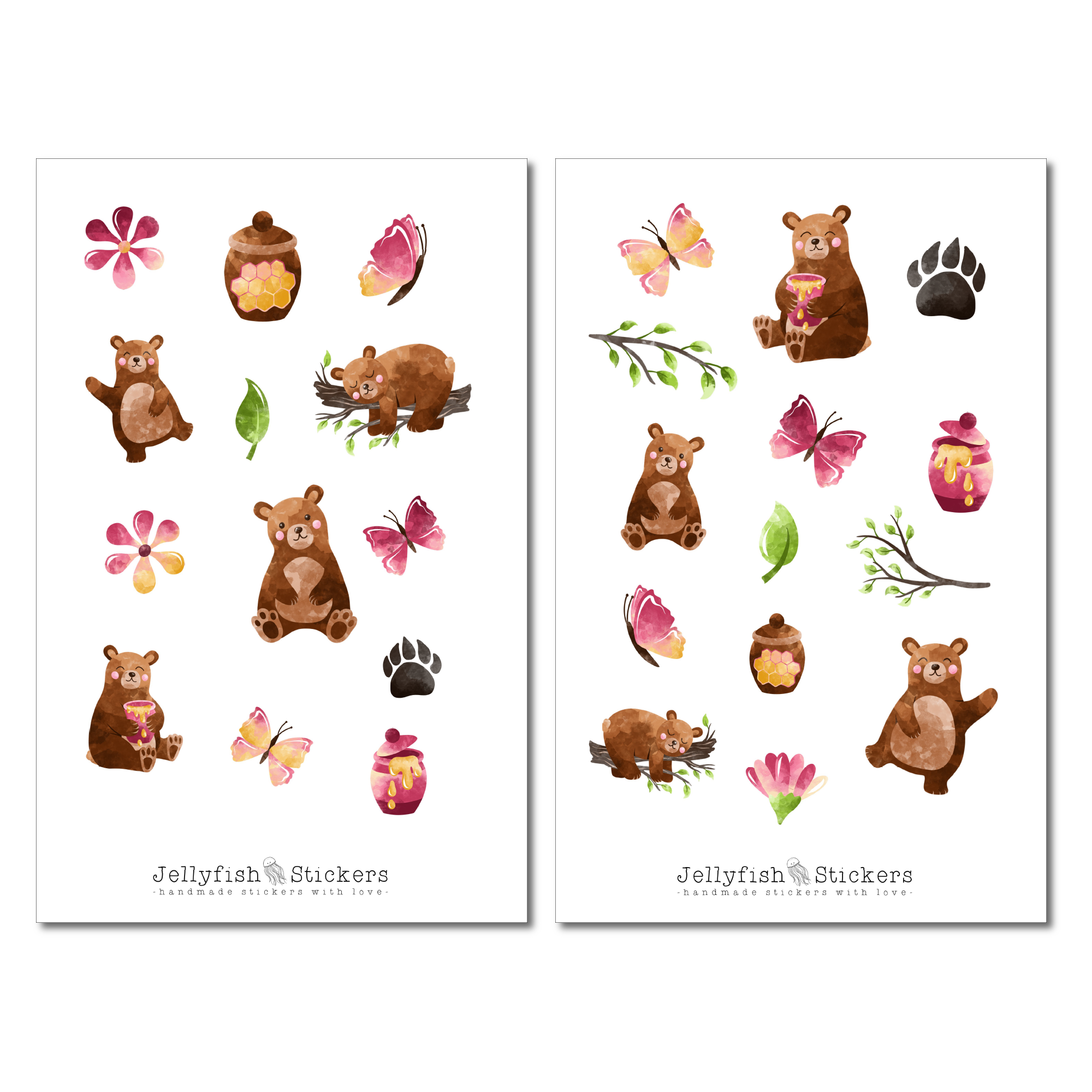 Bär Aquarell Sticker Set