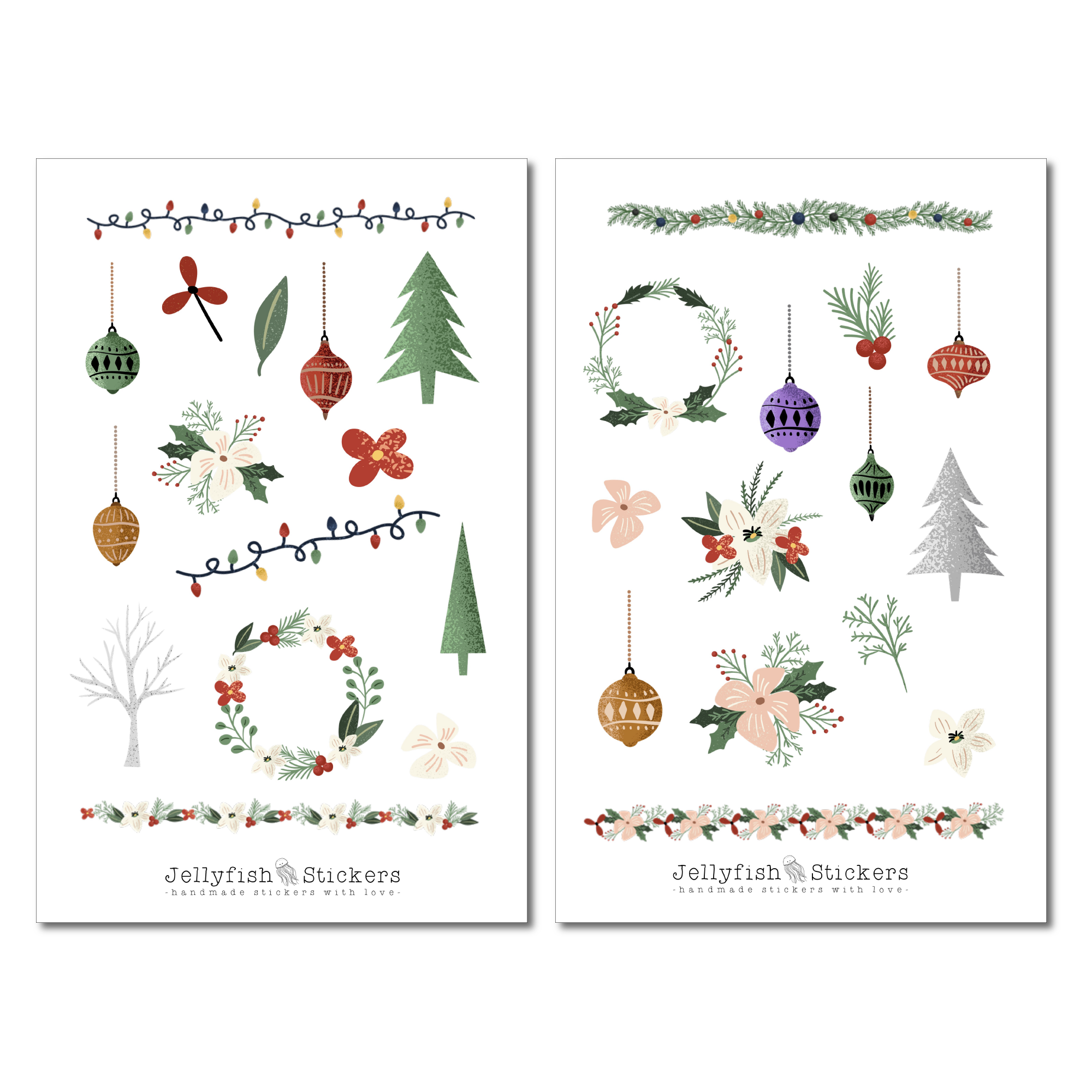 Weihnachten Blumen Sticker Set