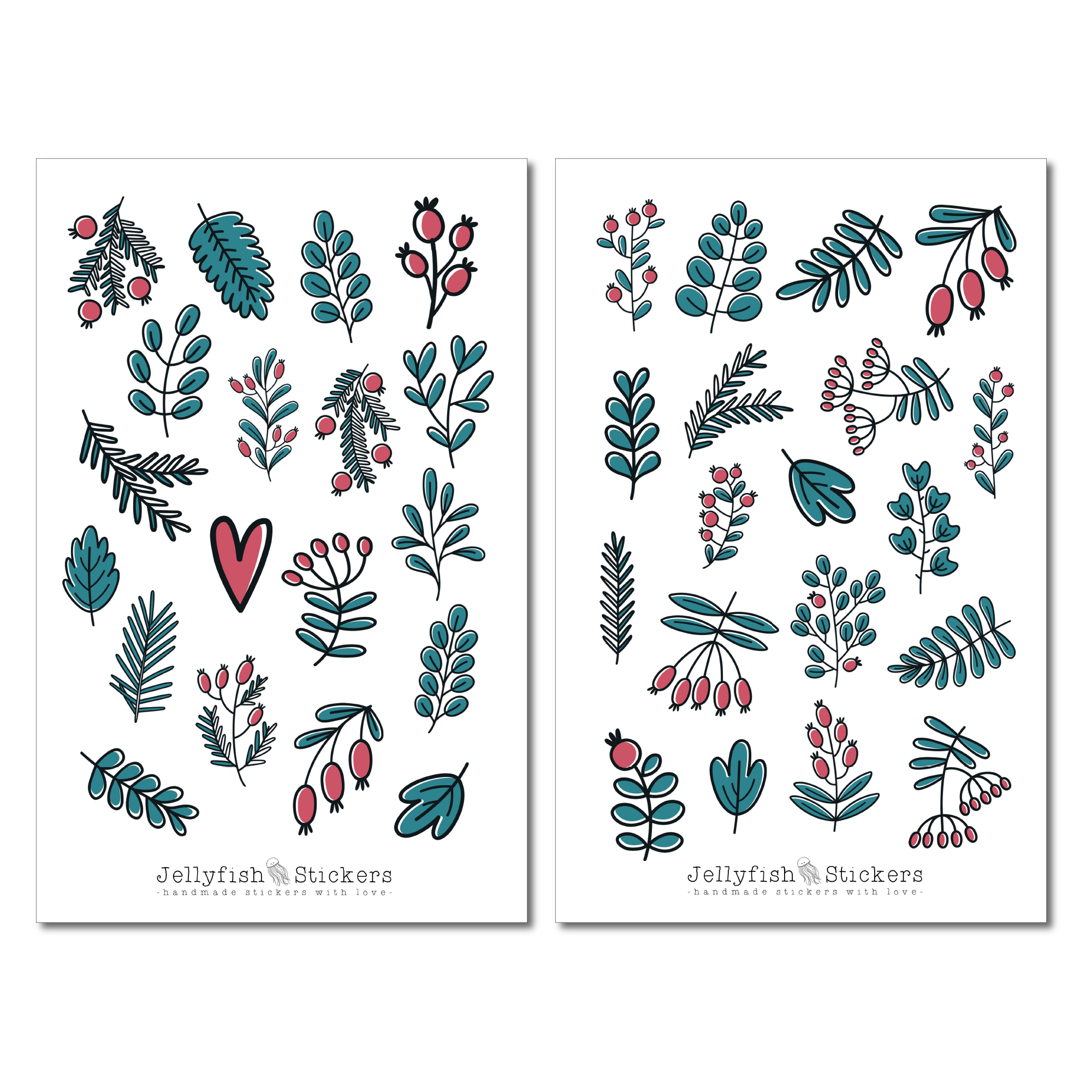 Winter Leaves and Twigs Sticker Set