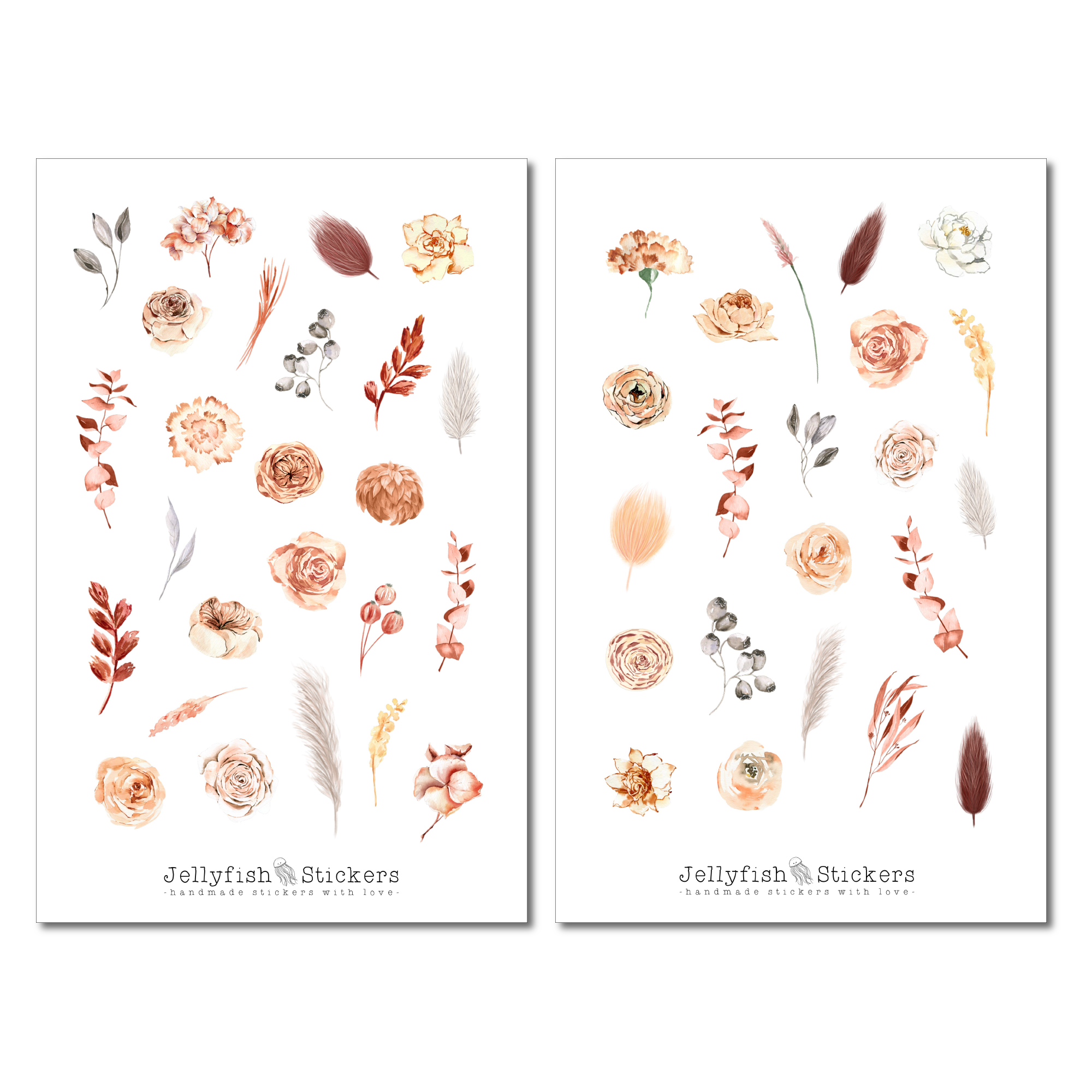 Beige Flowers Sticker Set