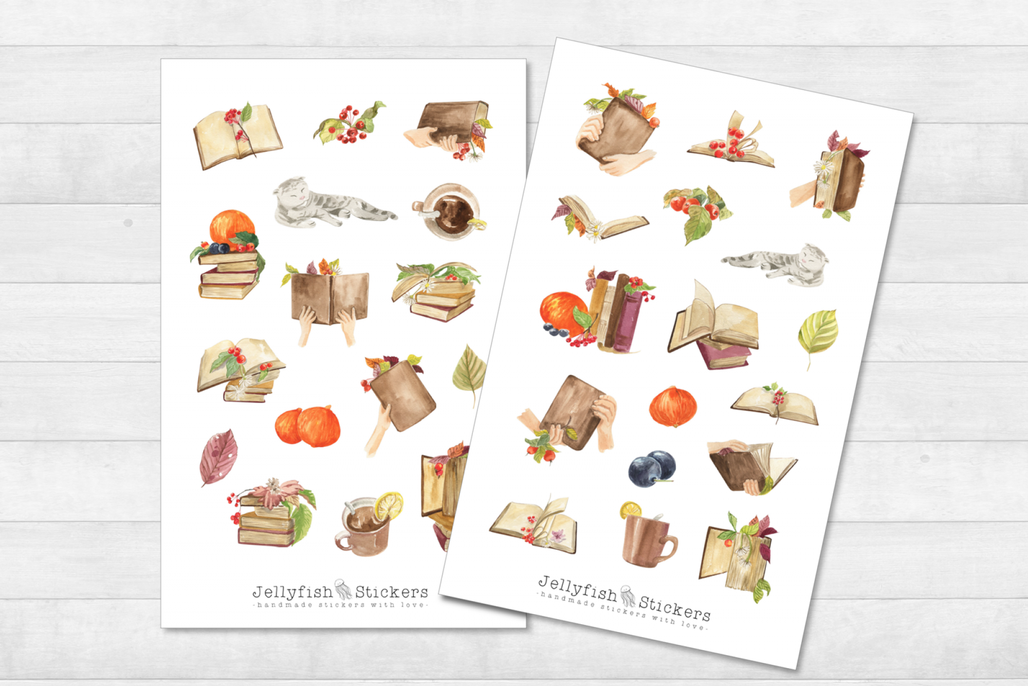 Bücher Herbst Sticker Set