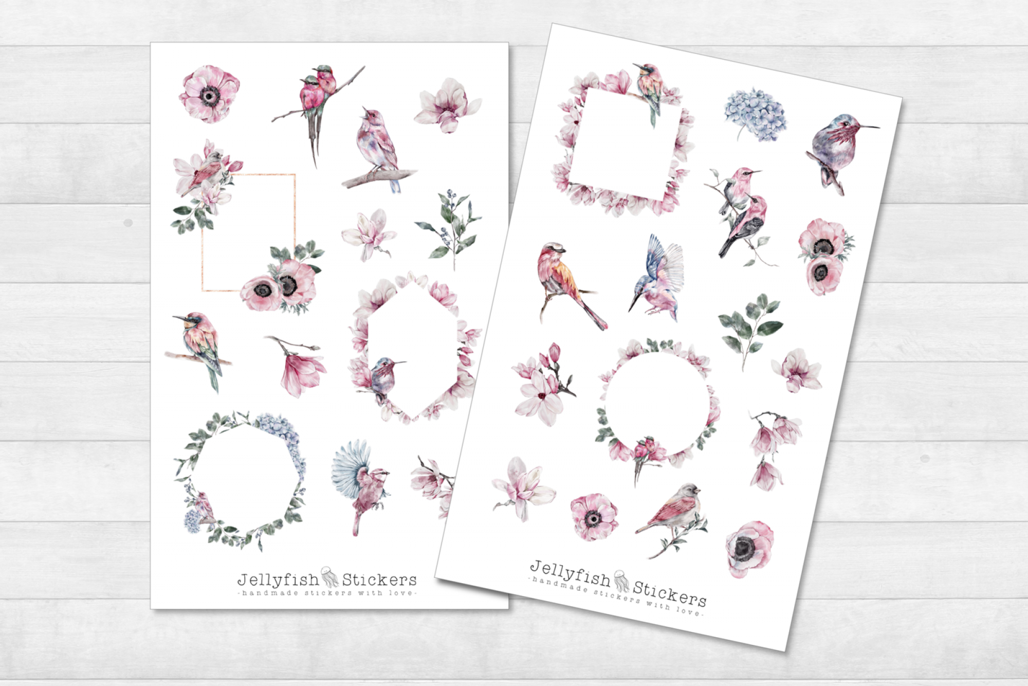 Rosa Blumen Sticker Set