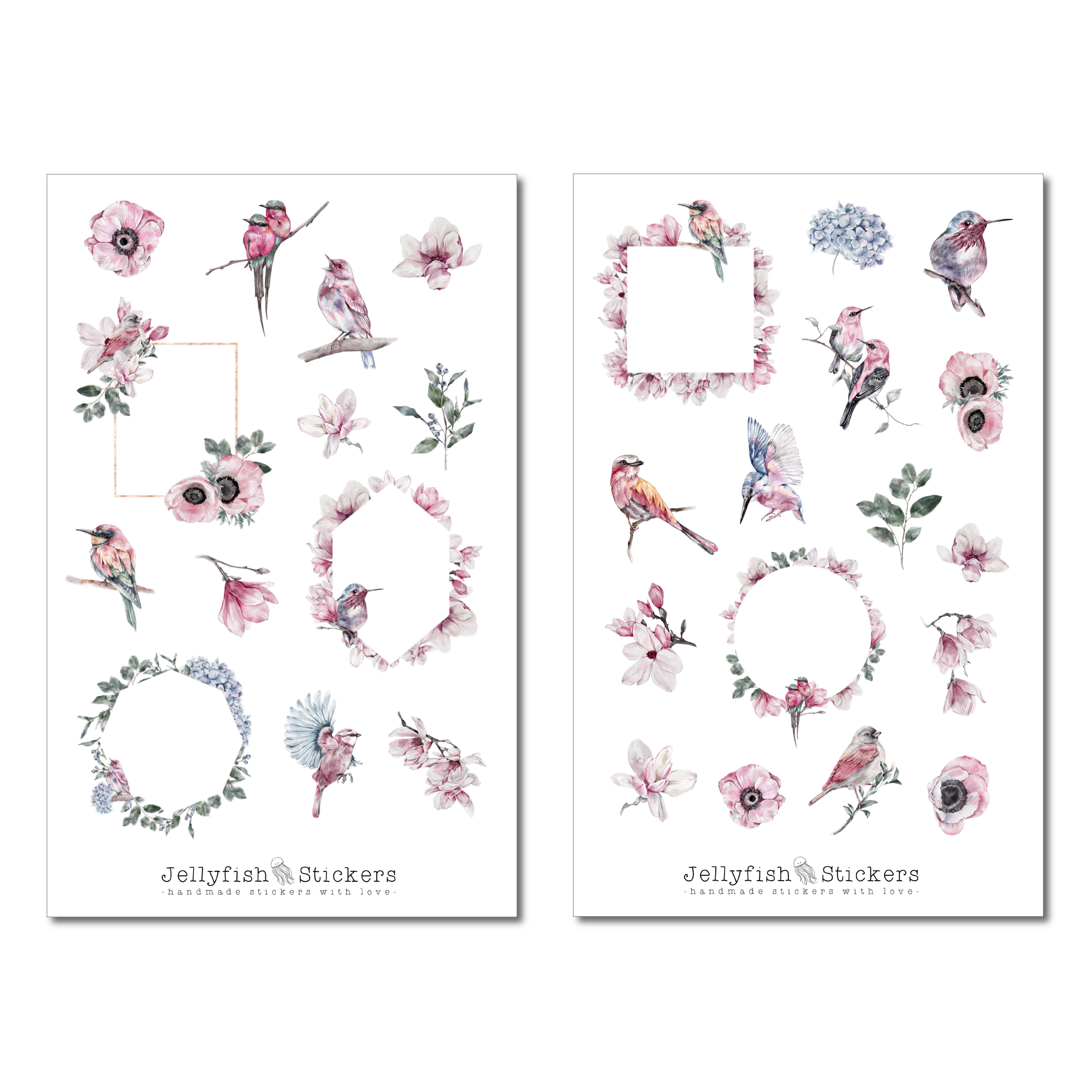 Pink Flowers Sticker Set