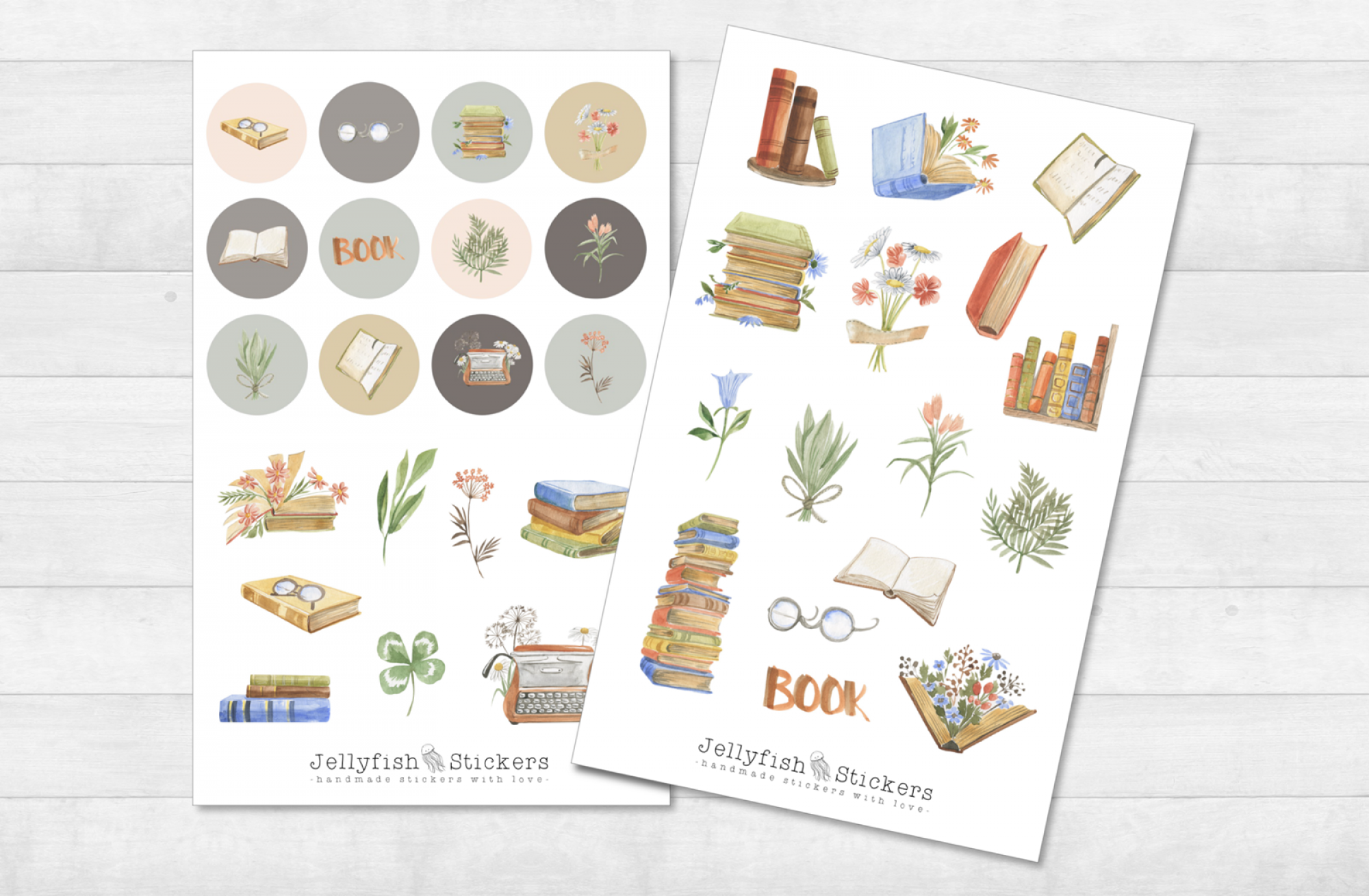 Bücher Floral Sticker Set