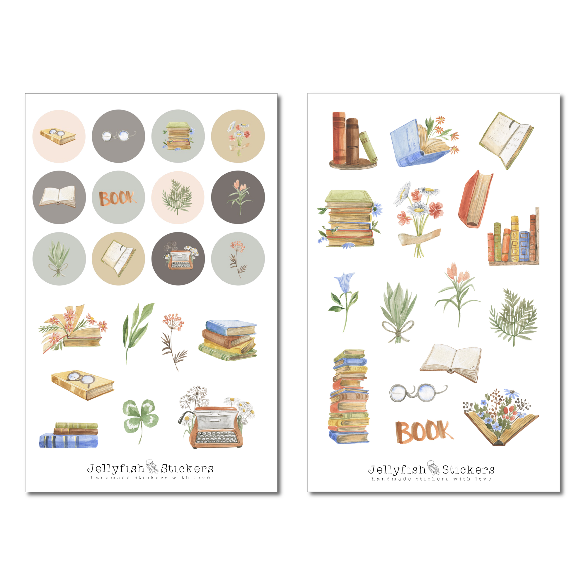 Bücher Floral Sticker Set