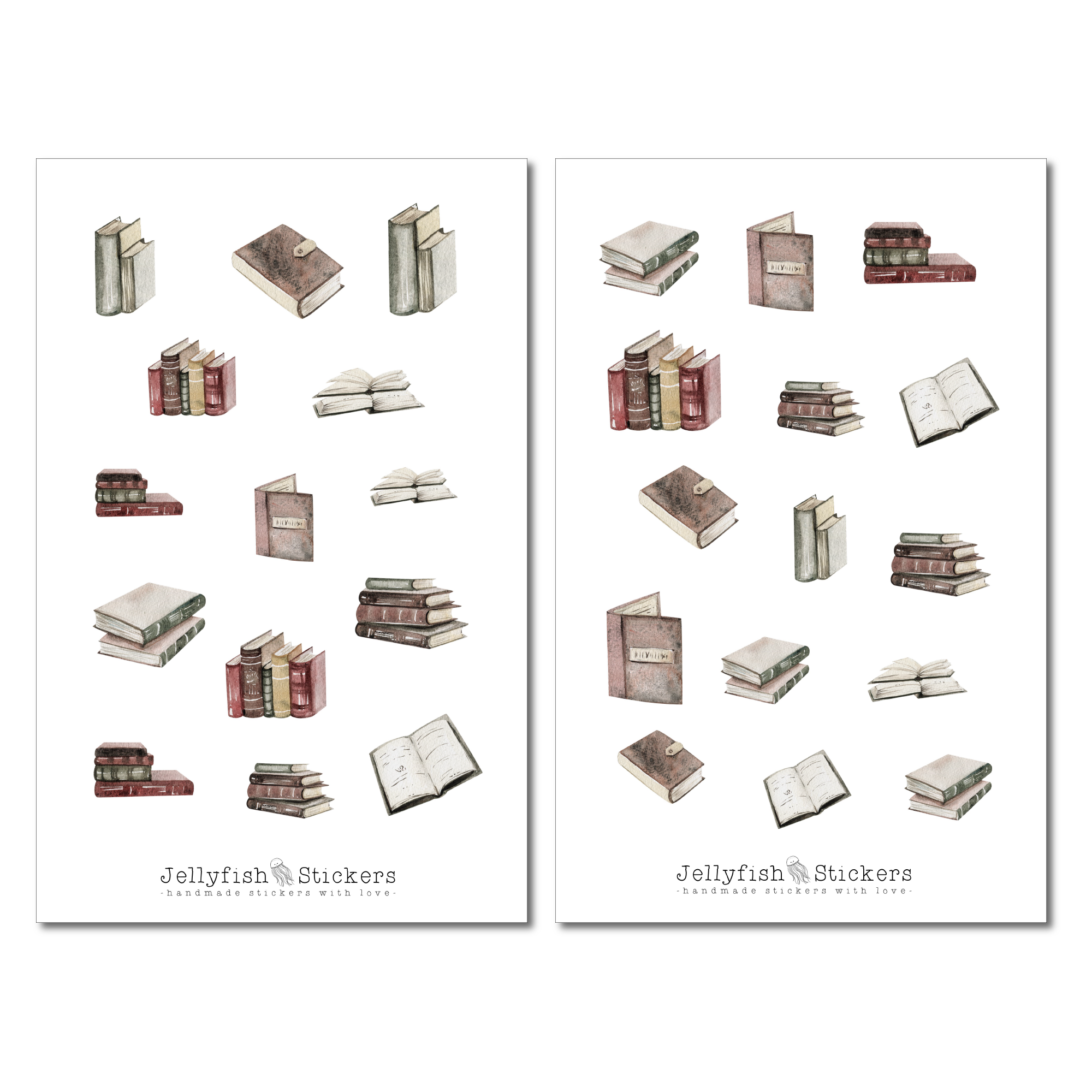 Bücher und Rosen Sticker Set