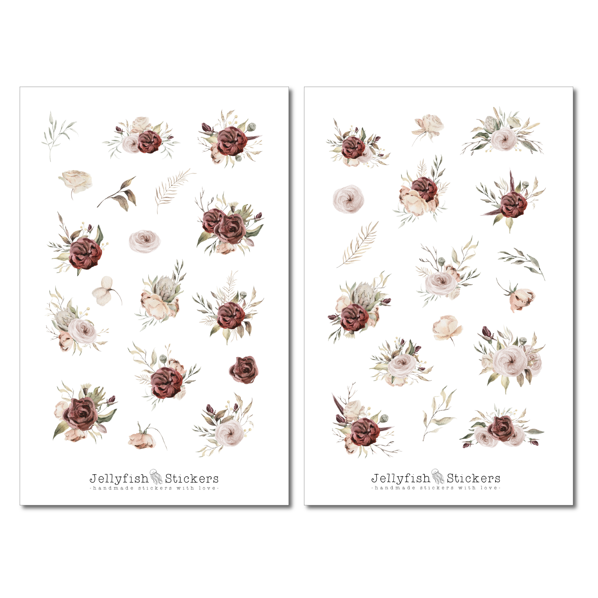 Bücher und Rosen Sticker Set