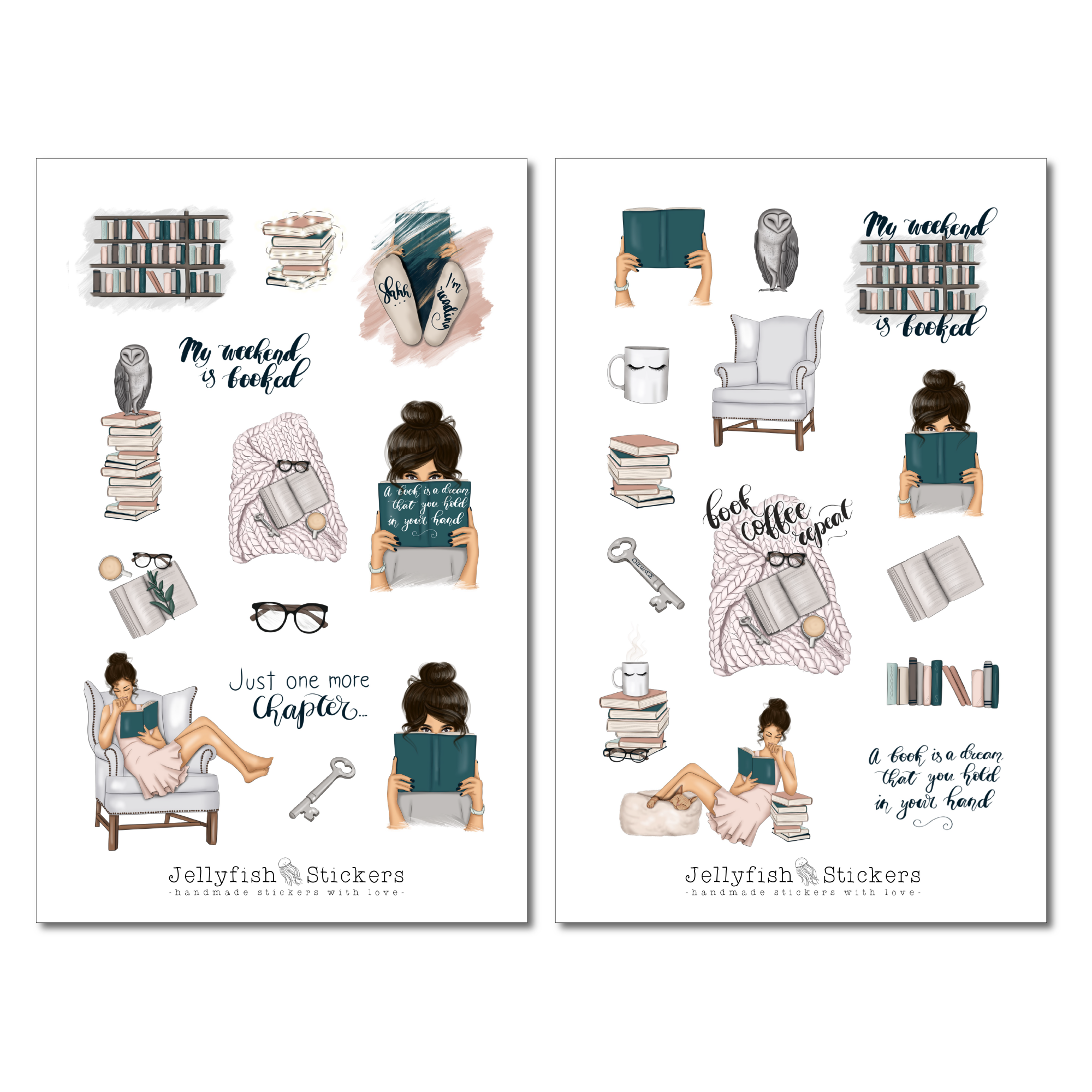 Mädchen Bücher Sticker Set