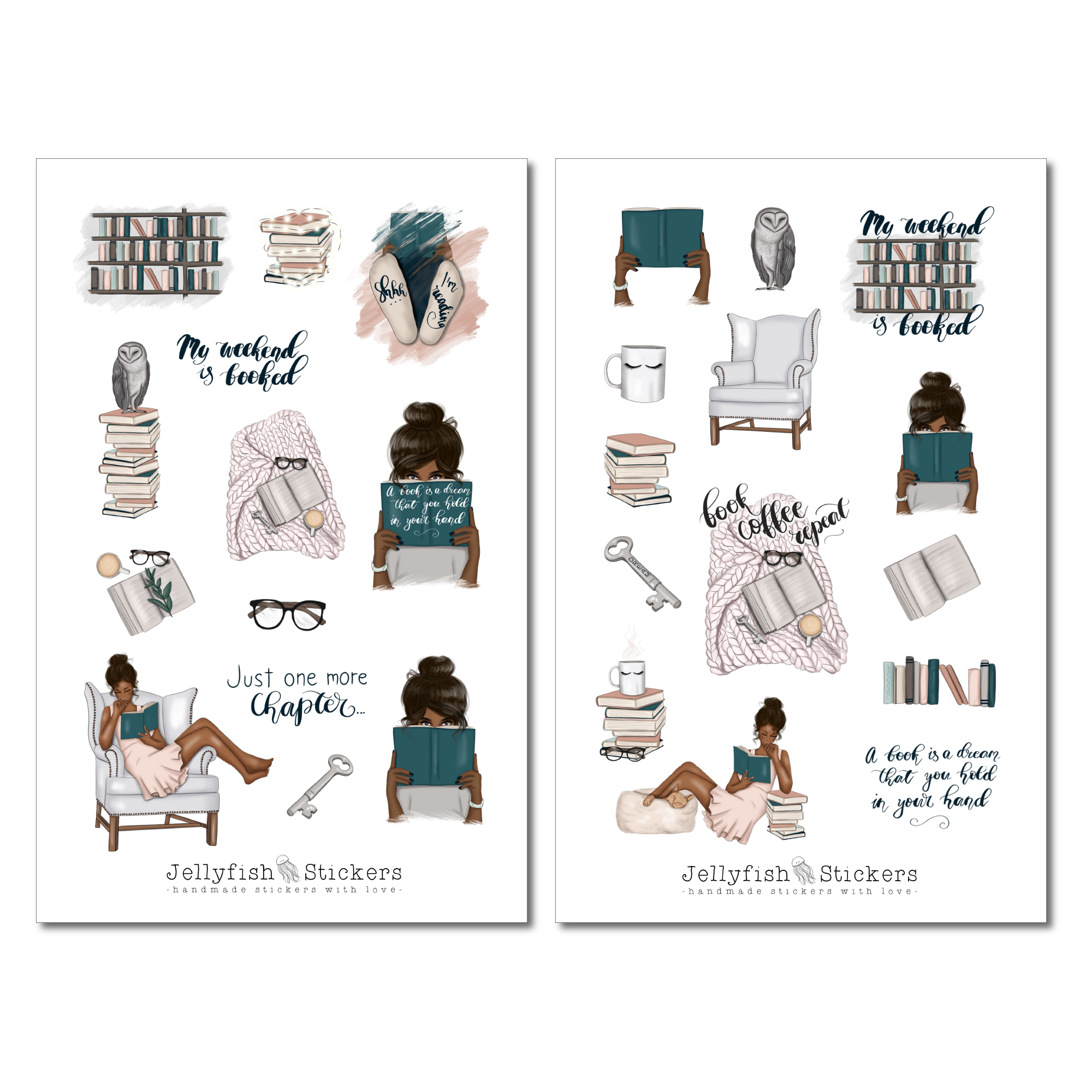 Mädchen Bücher Sticker Set