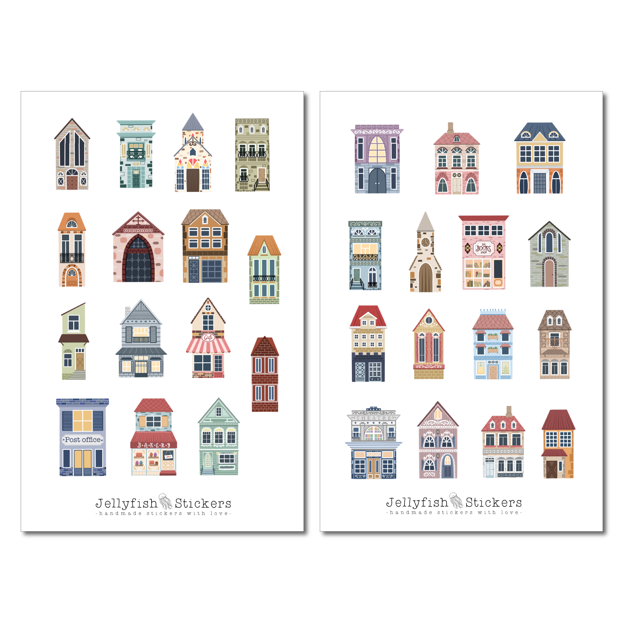 Gebäude Sticker Set