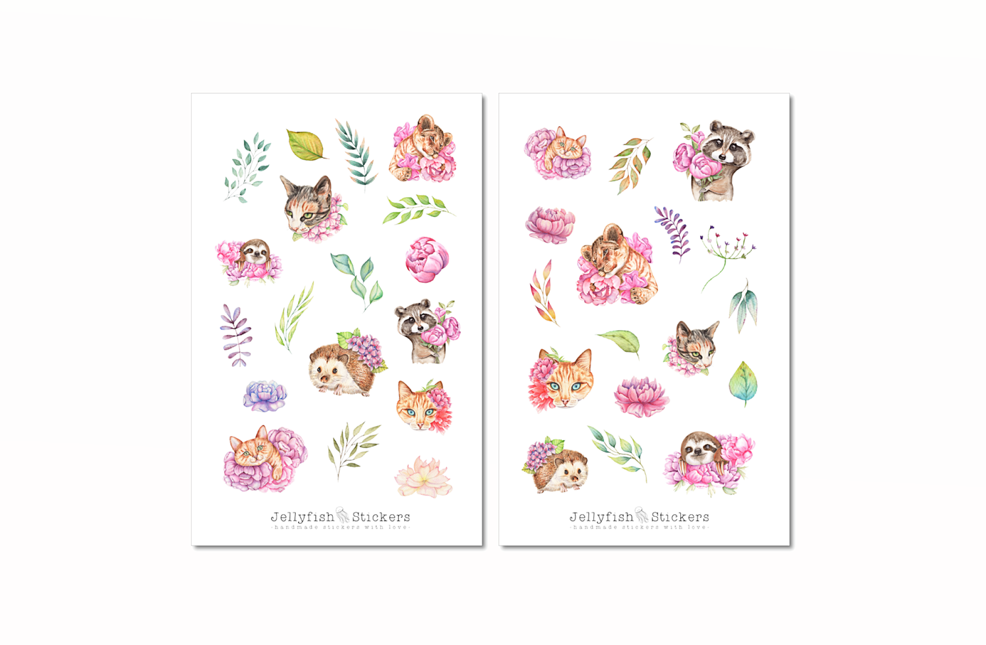 Tiere und Blumen Sticker Set