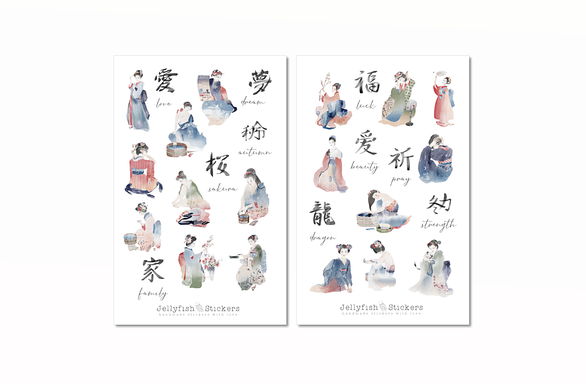 Japanische Frauen Sticker Set
