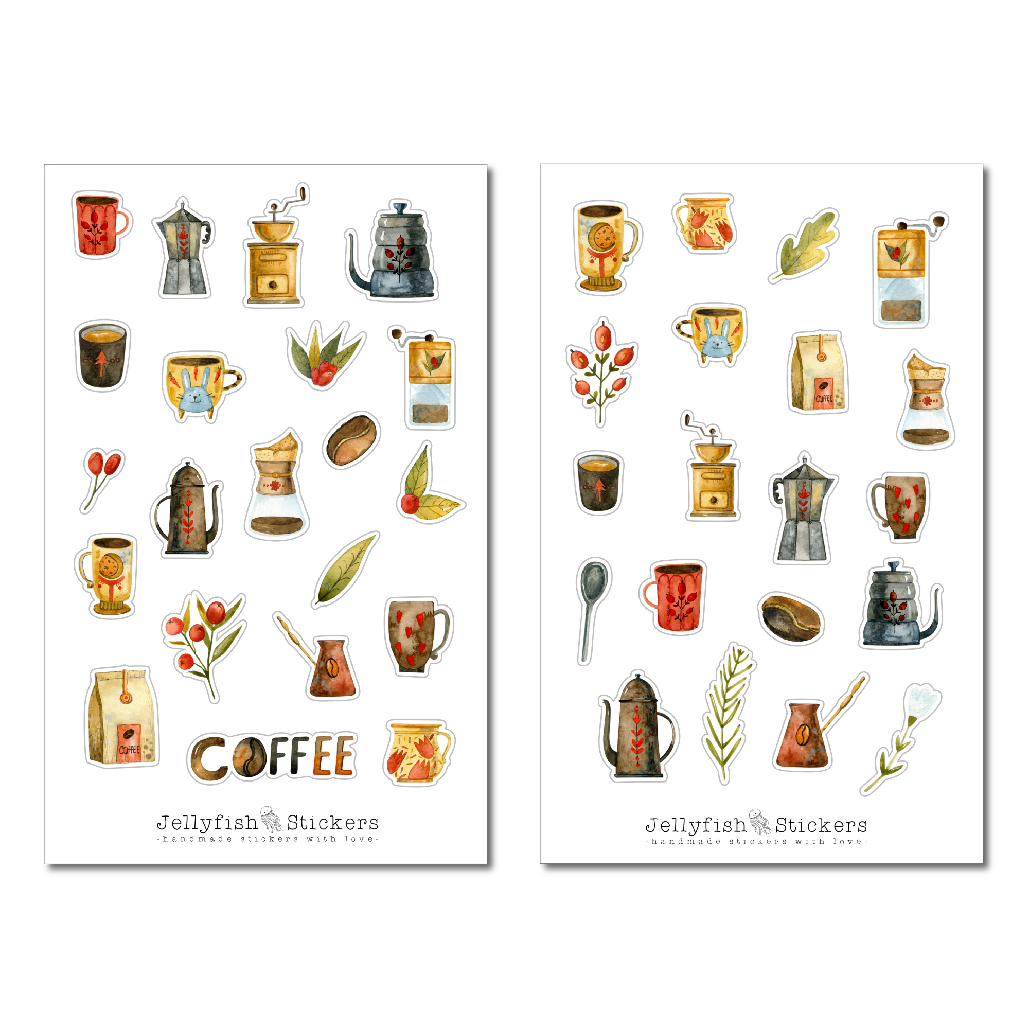 Kaffee Sticker Set