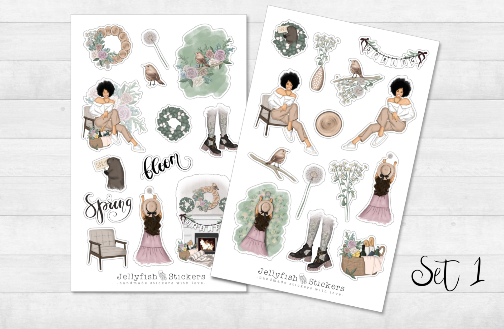 Mädchen Frühling Sticker Set