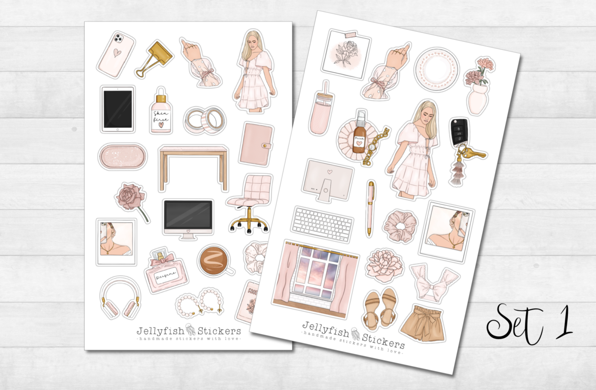 Rosa Planner Girl Mädchen Sticker Set