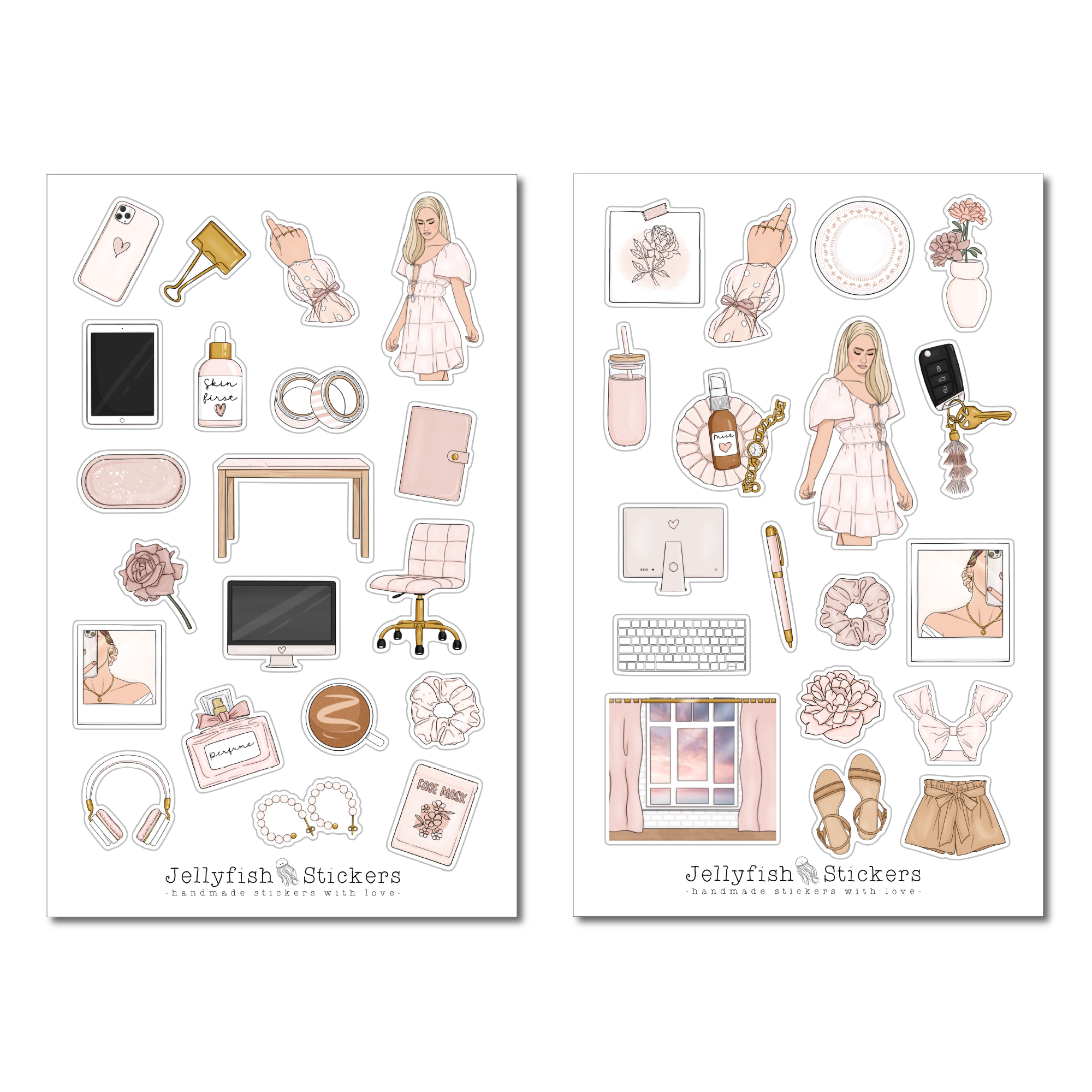 Rosa Planner Girl Mädchen Sticker Set