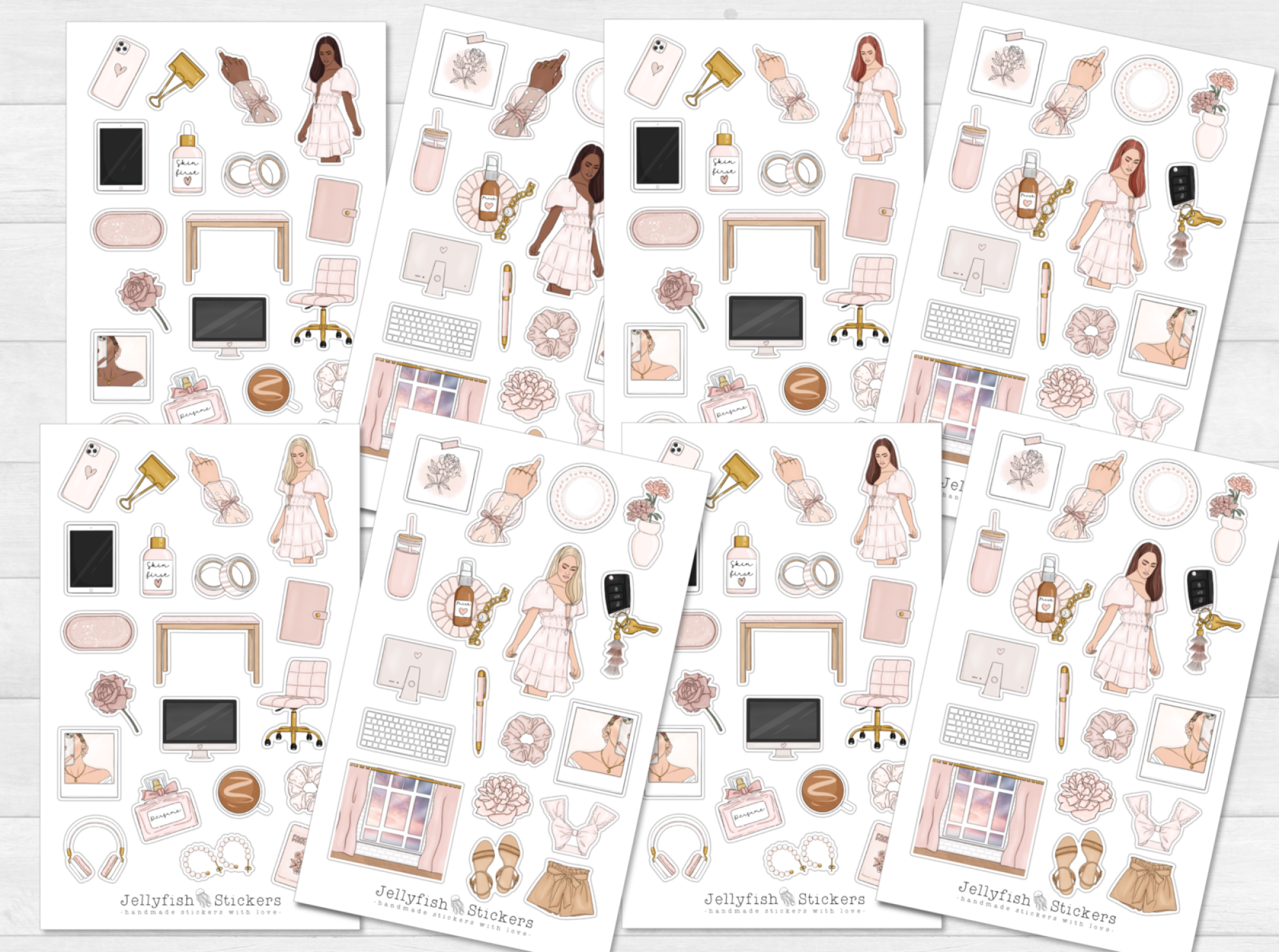 Pink Planner Girl Sticker Set