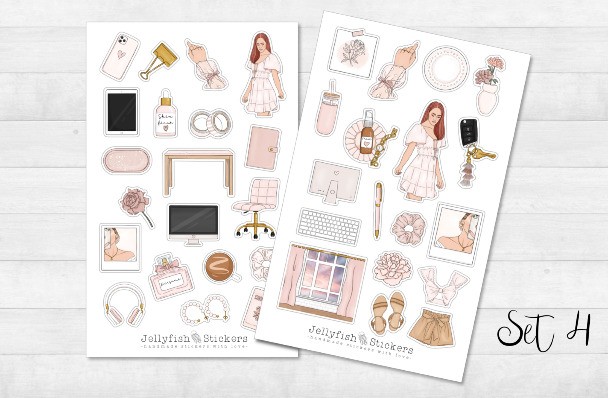 Rosa Planner Girl Mädchen Sticker Set