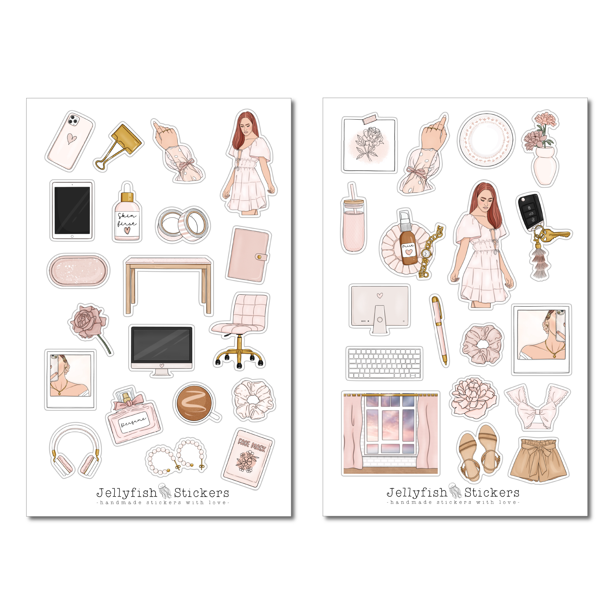 Pink Planner Girl Sticker Set