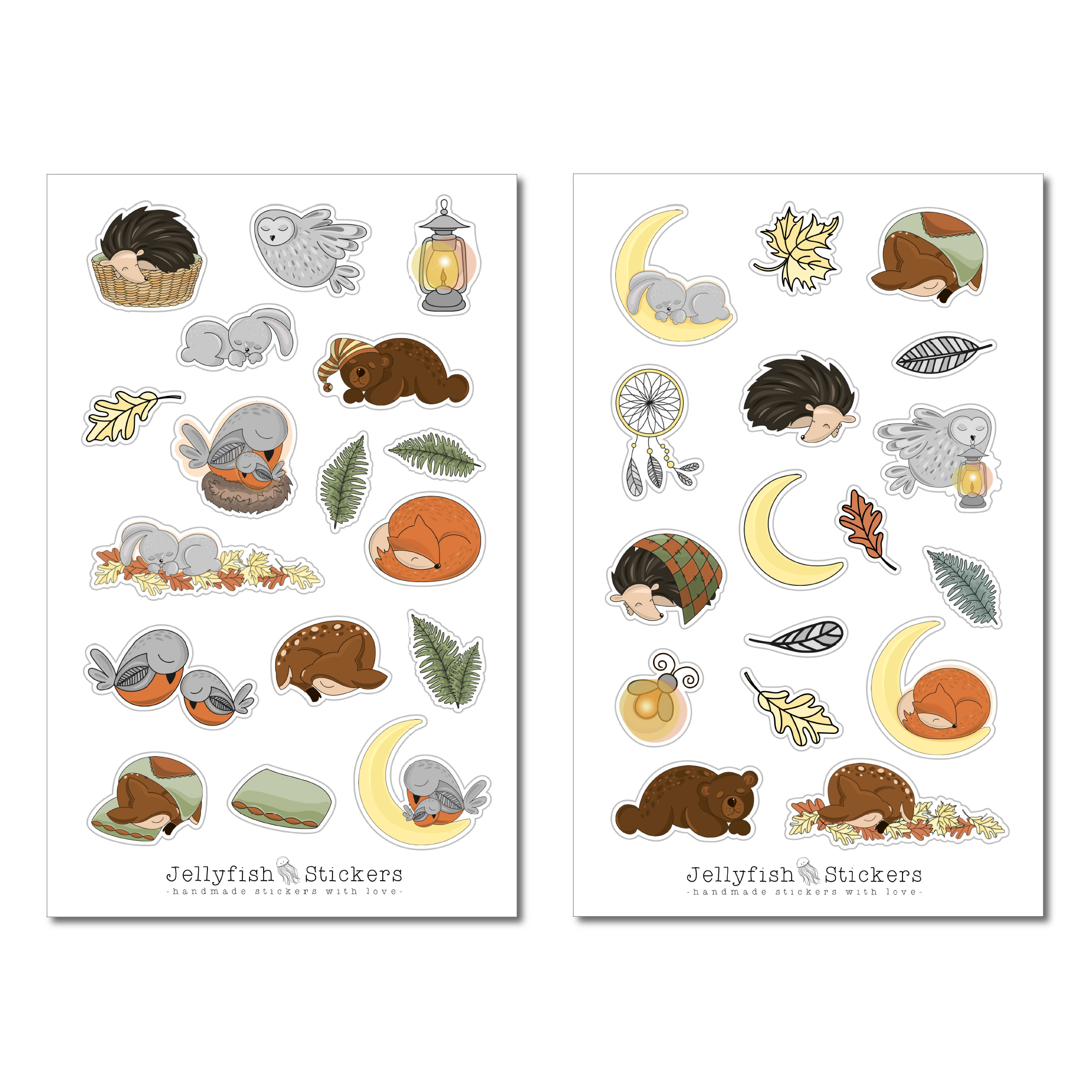 Schlafende Tiere Sticker Set