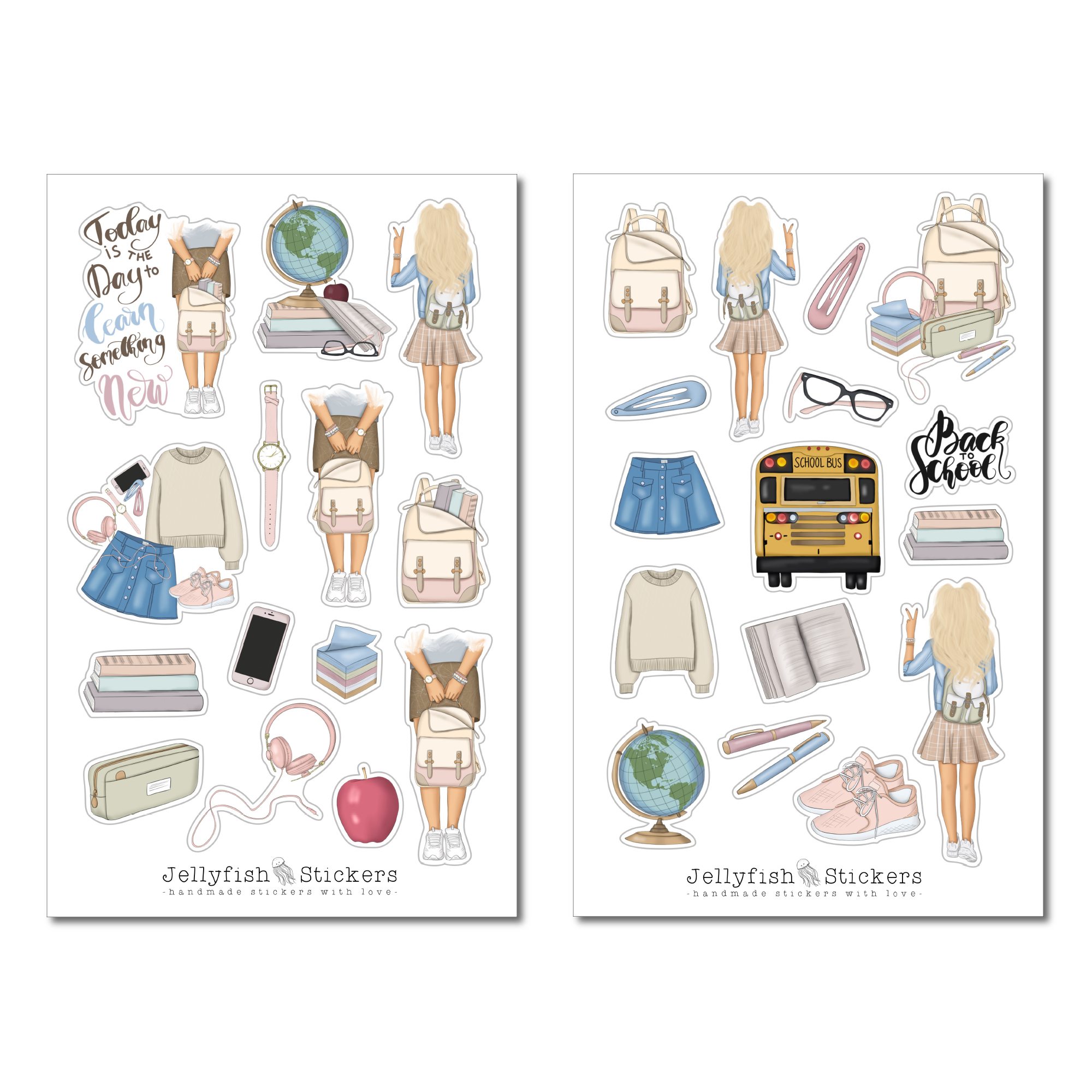 Mädchen Schule Sticker Set