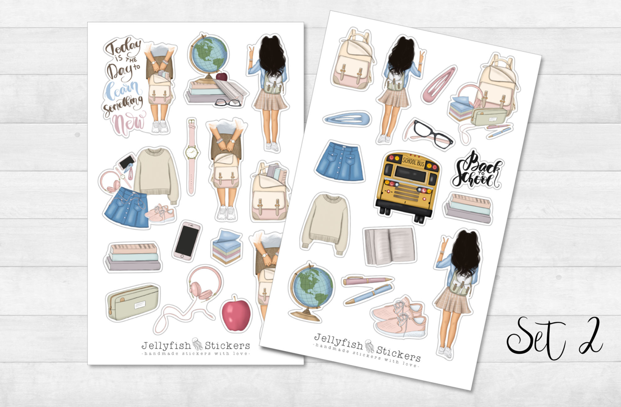 Mädchen Schule Sticker Set