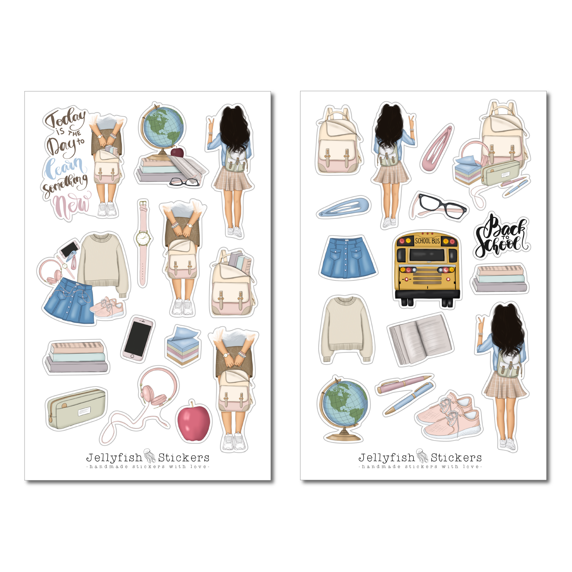 Mädchen Schule Sticker Set