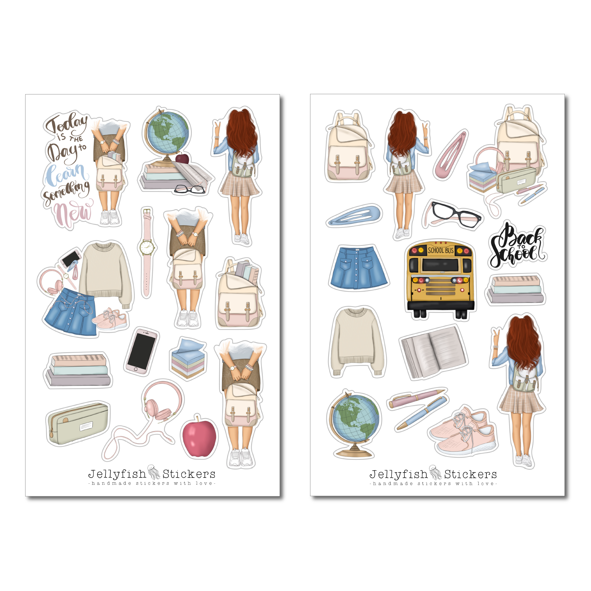 Mädchen Schule Sticker Set