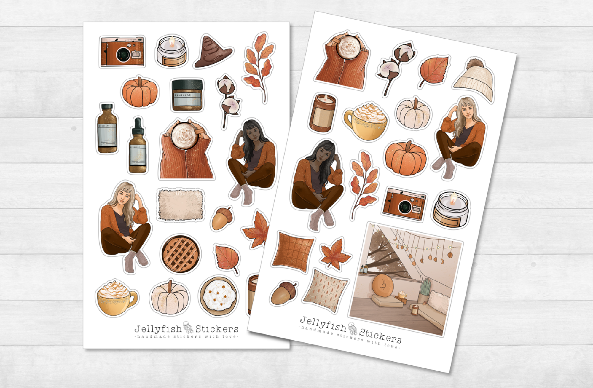 Mädchen Herbst Sticker Set