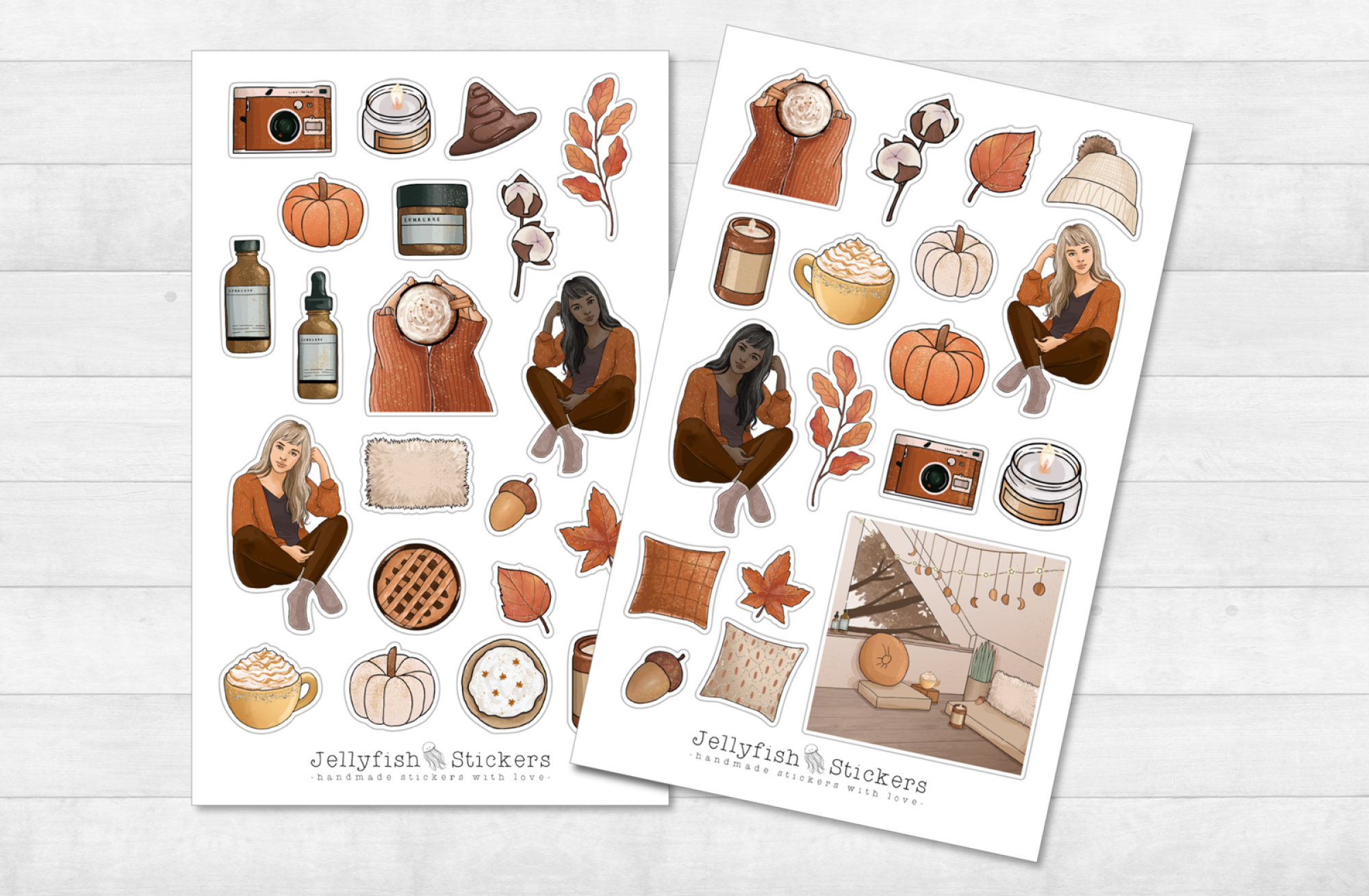 Girl Autumn Sticker Set