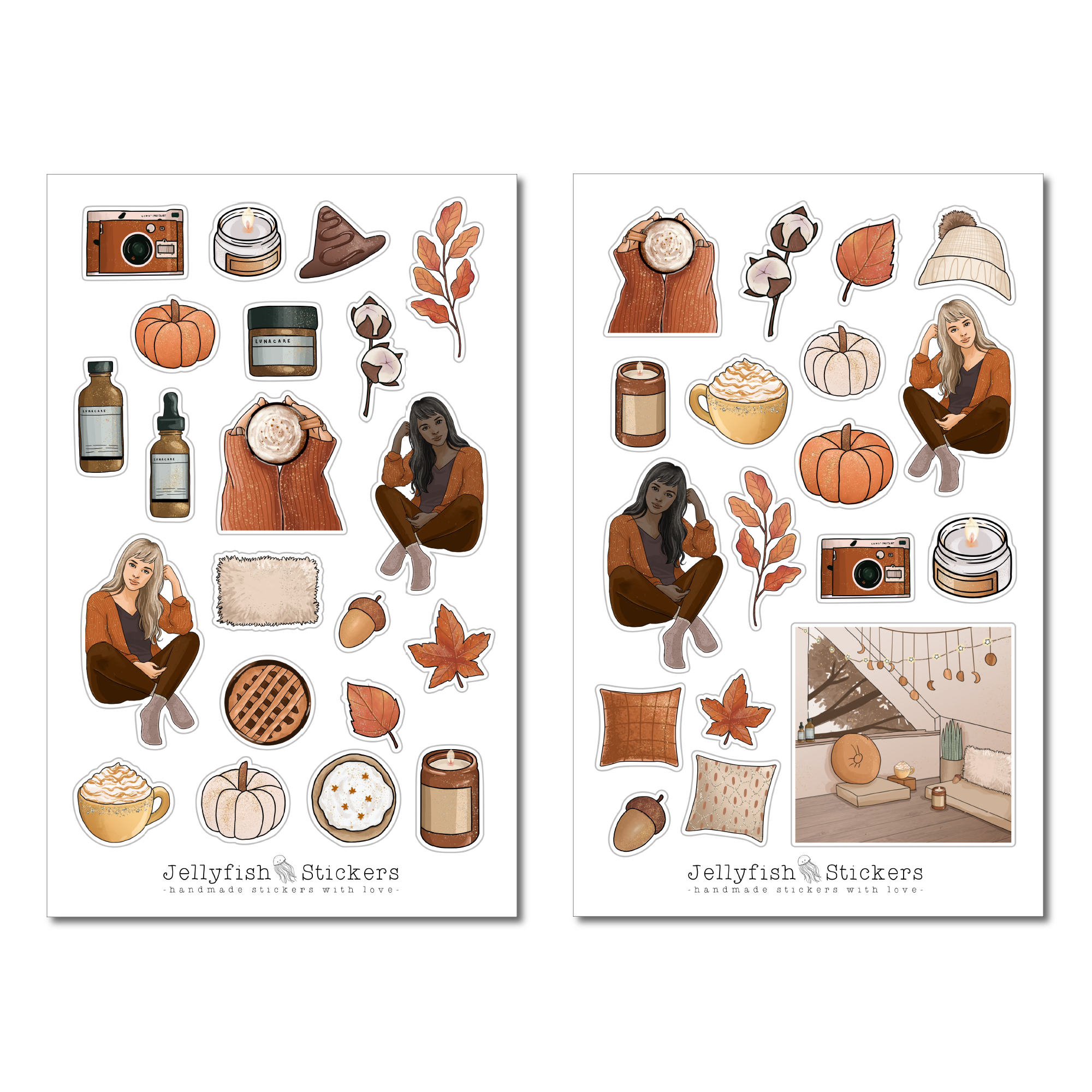 Mädchen Herbst Sticker Set