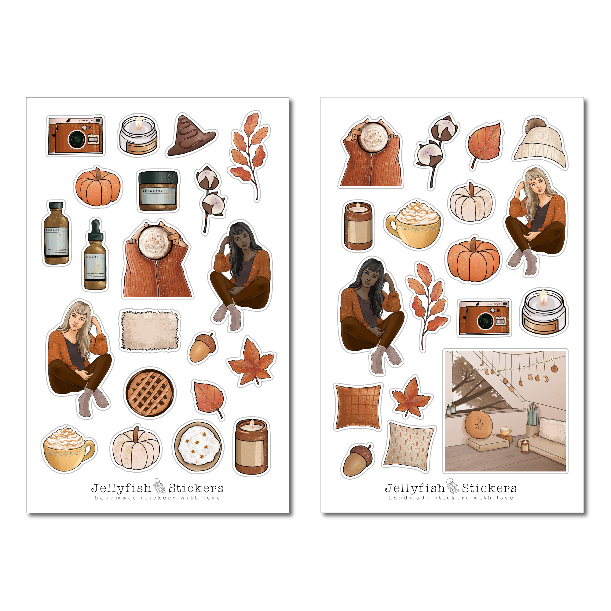 Girl Autumn Sticker Set