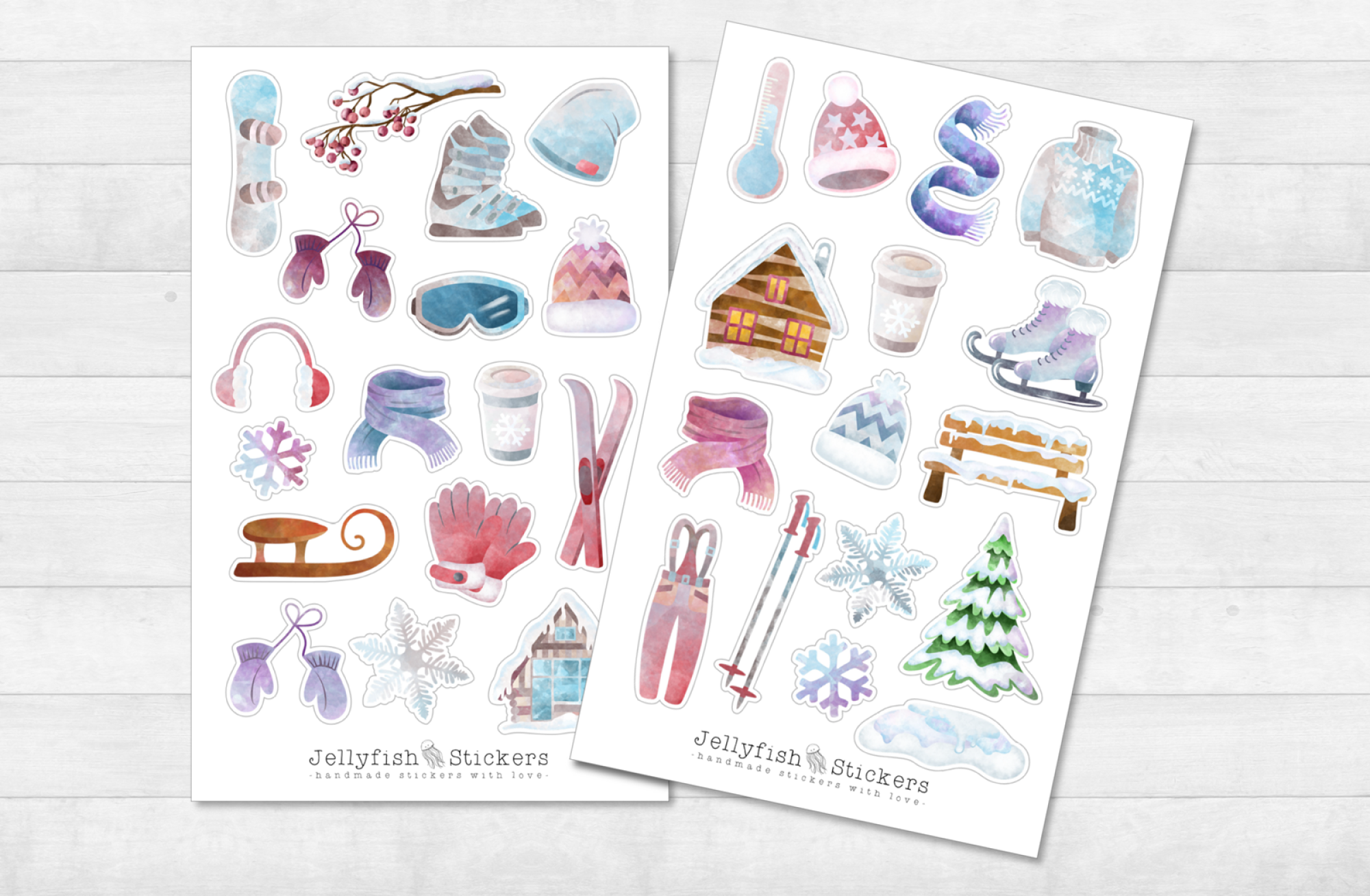 Winter Vacation Skiing Sticker Set